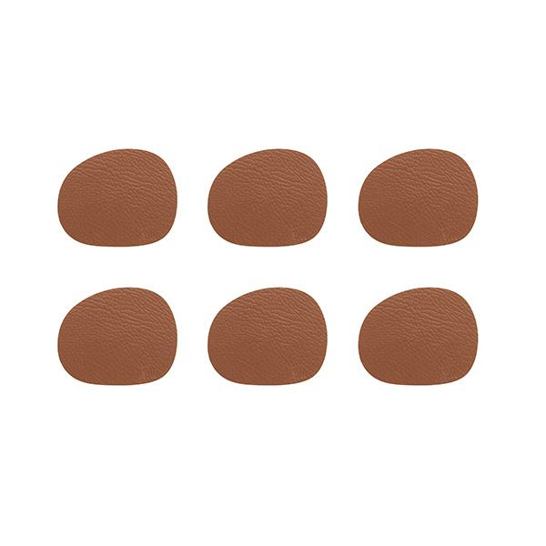 RAW - coaster recycled leather cinnamon brown 6 pak