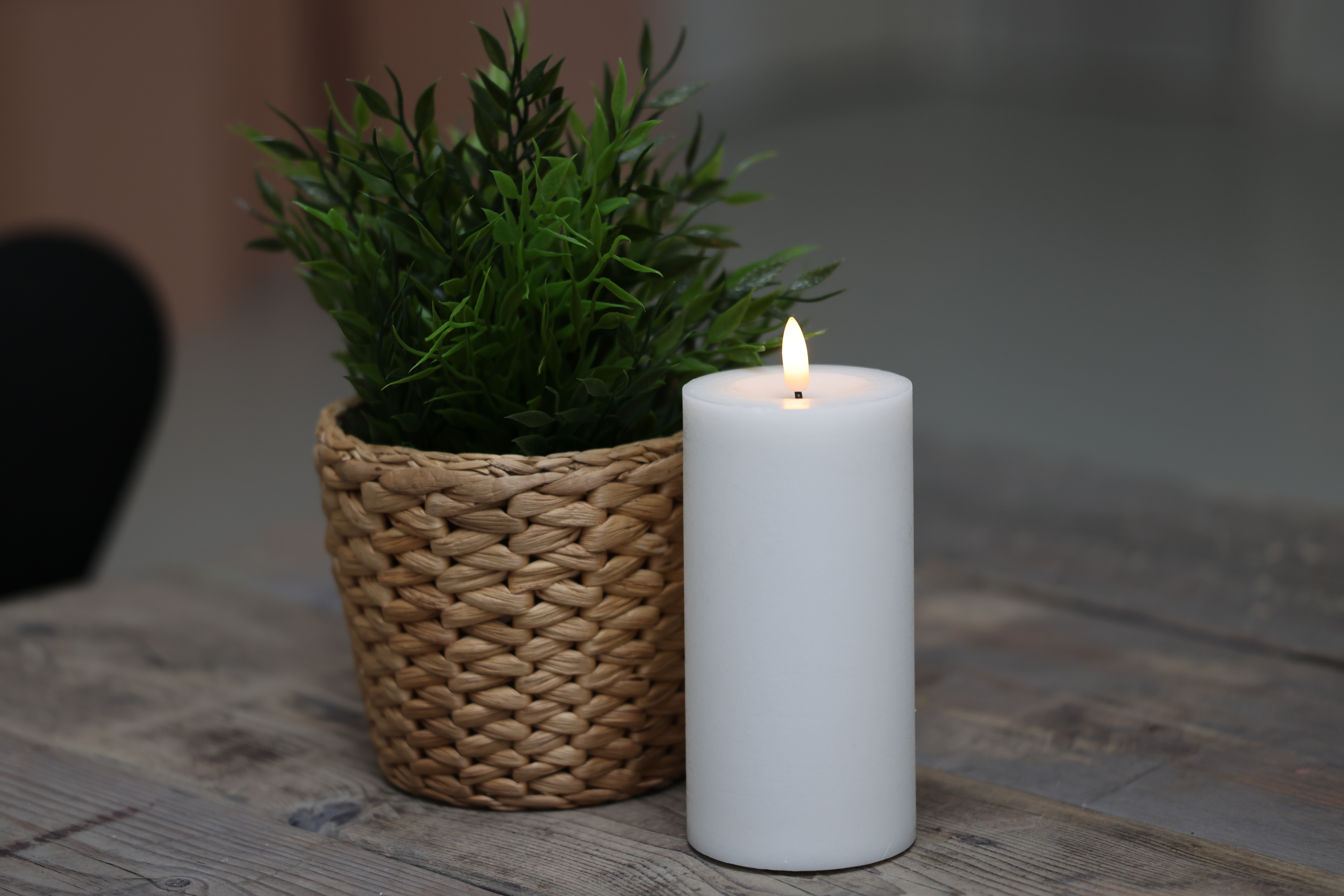 Skandi LED Bloklys Ø7,5 cm - Hvid - H15 cm