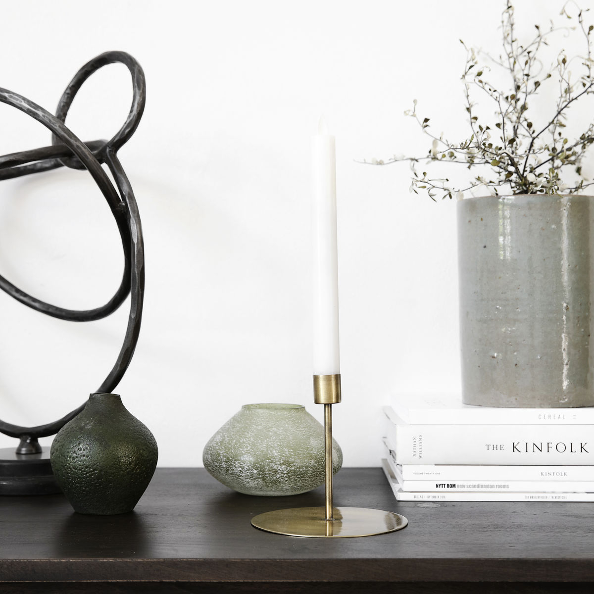 Lysestage, Anit, Antik messing H12 cm Lysestage, Anit, Antik messing H12 cm