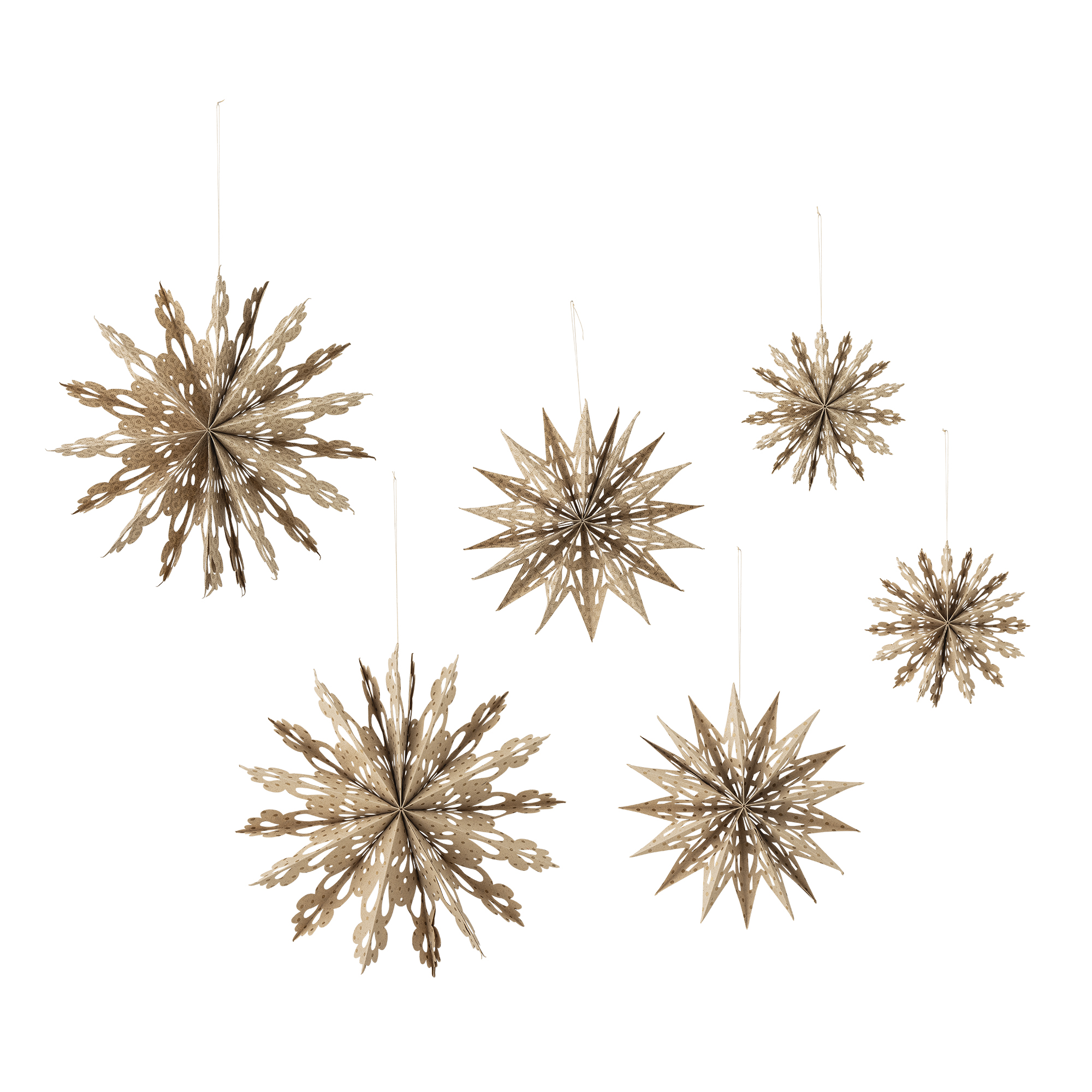 Bloomingville - Star Ornament, Natur, FSC® Mix, Papir, D15/D23/D30 cm, Pack of 6
