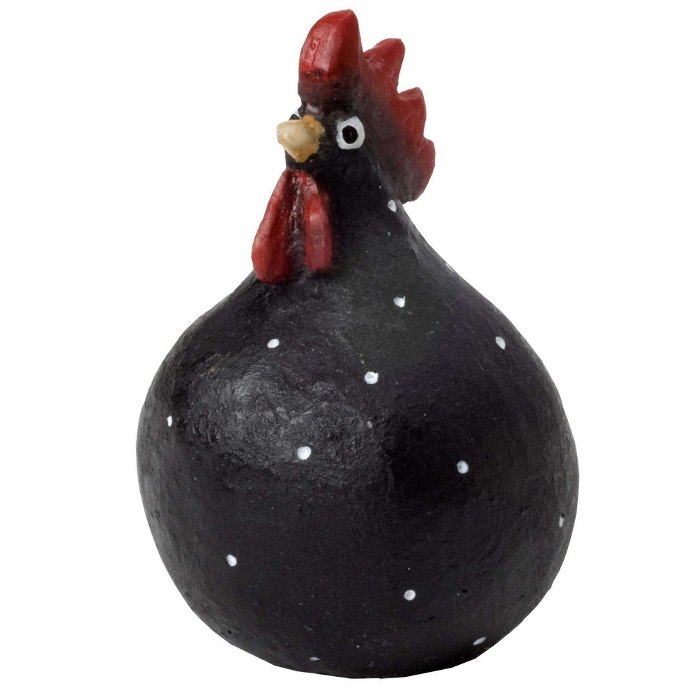 Se Høne i sort med hvide prikker - Fin til hverdag eller påske - størrelse Lille 5,2 cm hos Rikki Tikki Shop