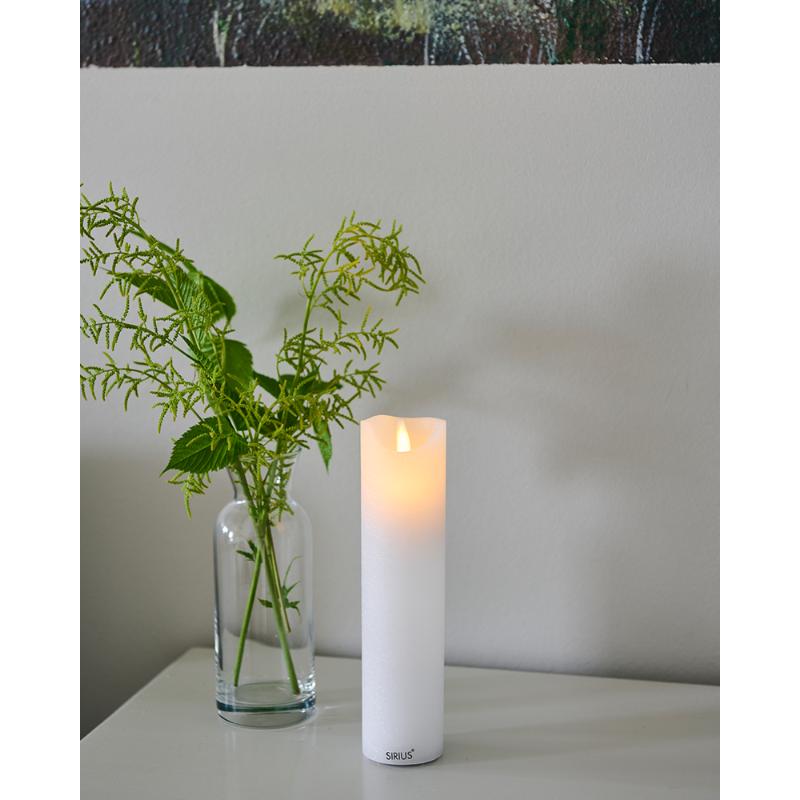 Sirius Sara Genopladelig, Bloklys Ø5xH20 cm, Hvid