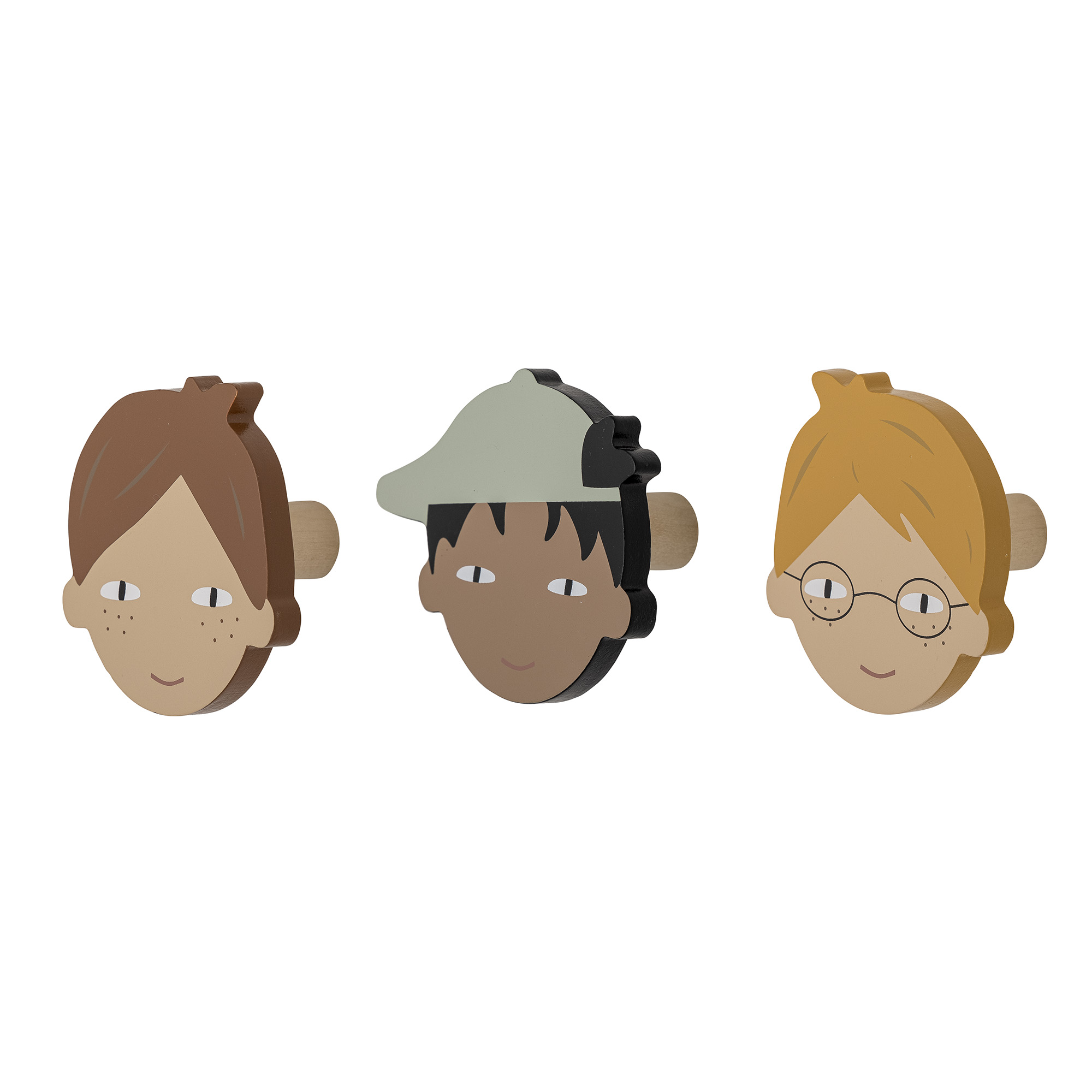 Bloomingville Knager til børn (flere varianter) Multi Rund Træ 10cm x 5cm x 8,5cm - Multi - 10cm x 5cm x 8,5cm - Ruby