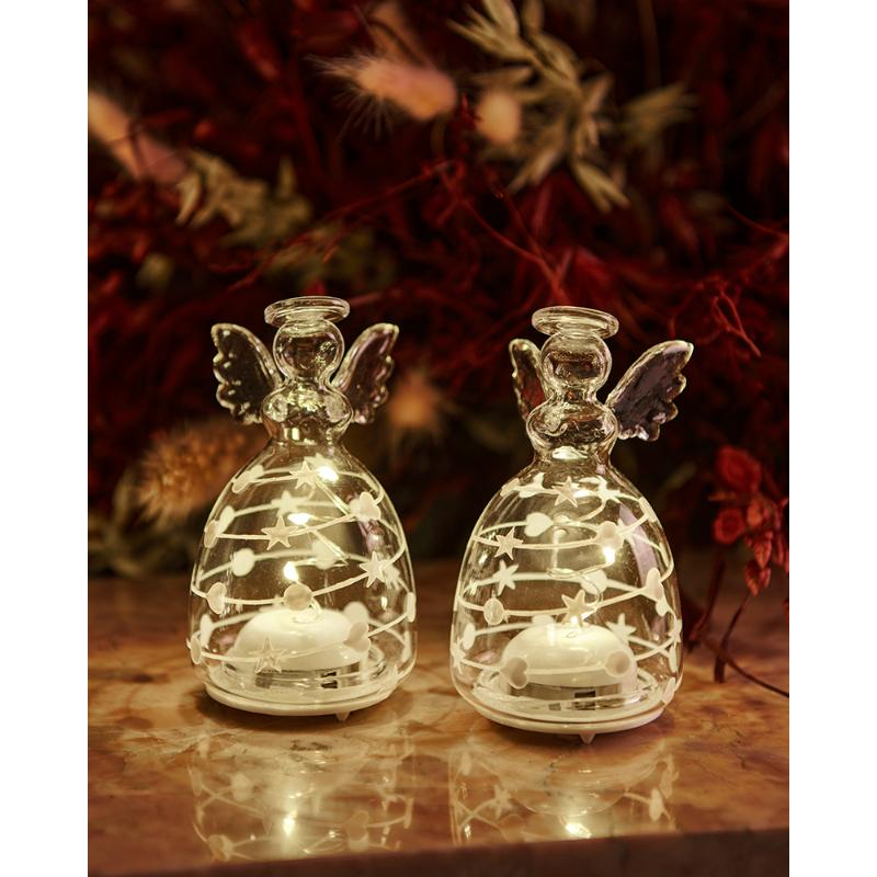 Sweet Christmas Engel 2stk, H9cm, Hvid/Klar Sweet Christmas Engel 2stk, H9cm, Hvid/Klar
