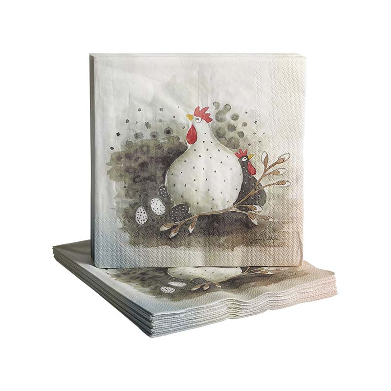 Papirserviet Høne med æg 20stk 33x33cm