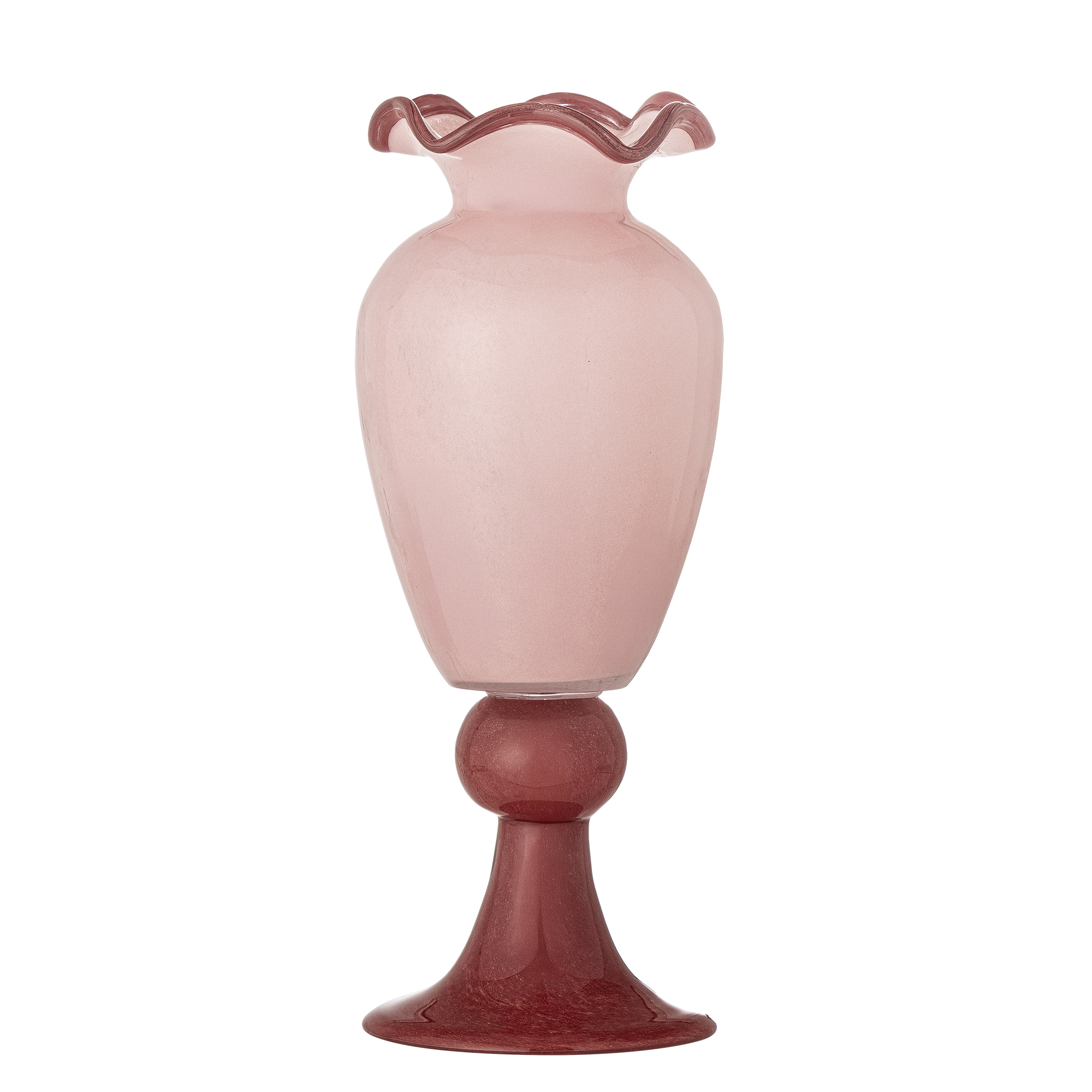 Bloomingville - Frills Vase, Rosa, Glas, D14xH34 cm billede