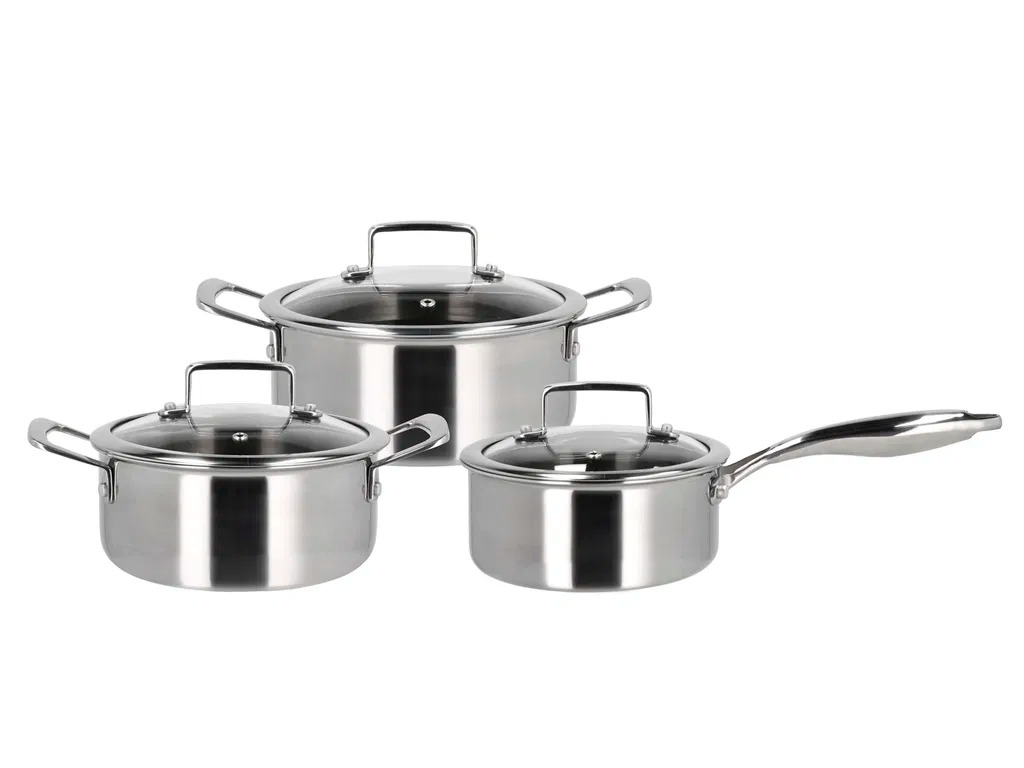 Claus Holm - HOLM Hybrid 3ply Grydesæt med låg, 6 dele, Silver metallic