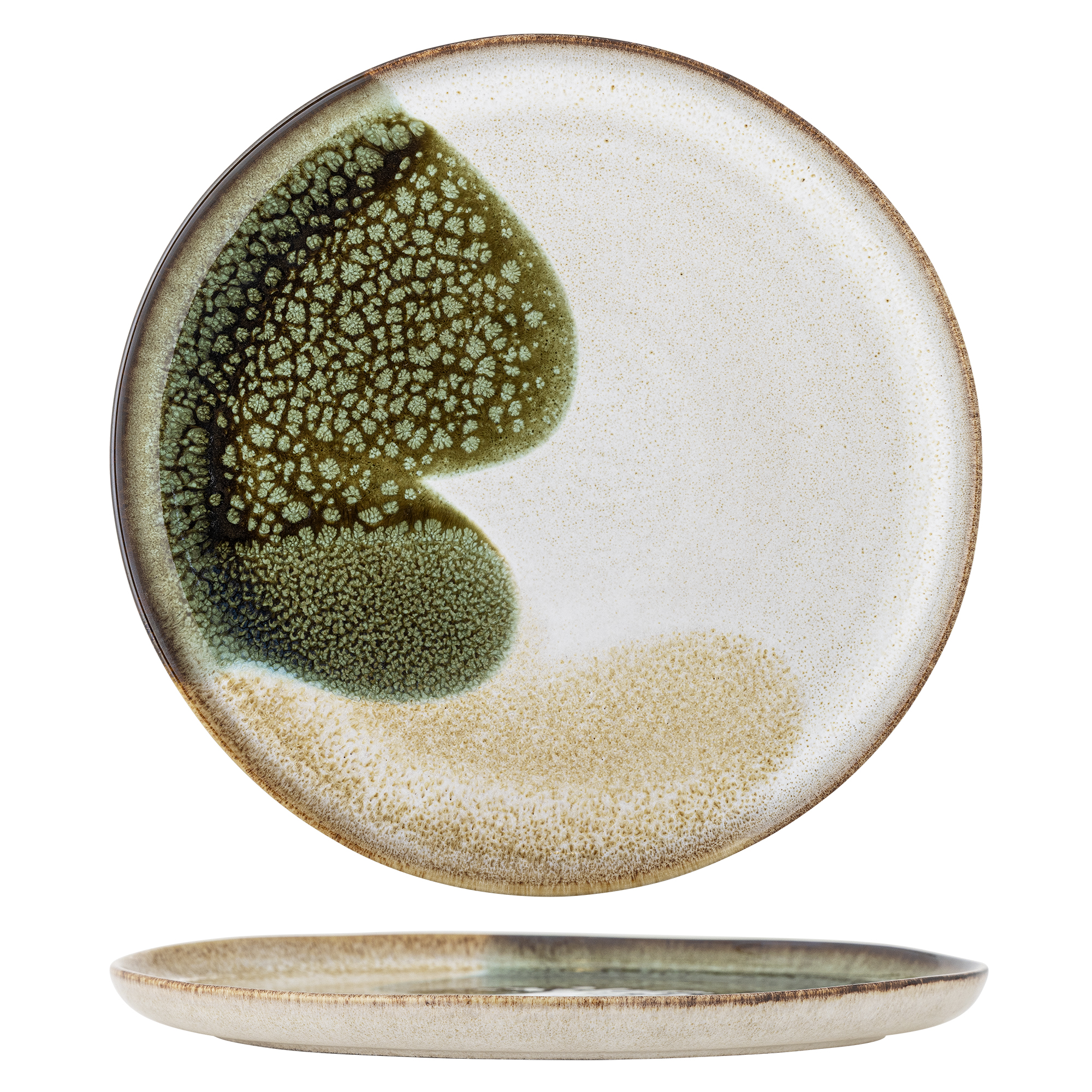 Bloomingville - Jules Tallerken, Grøn, Stentøj, D28,5xH2 cm billede