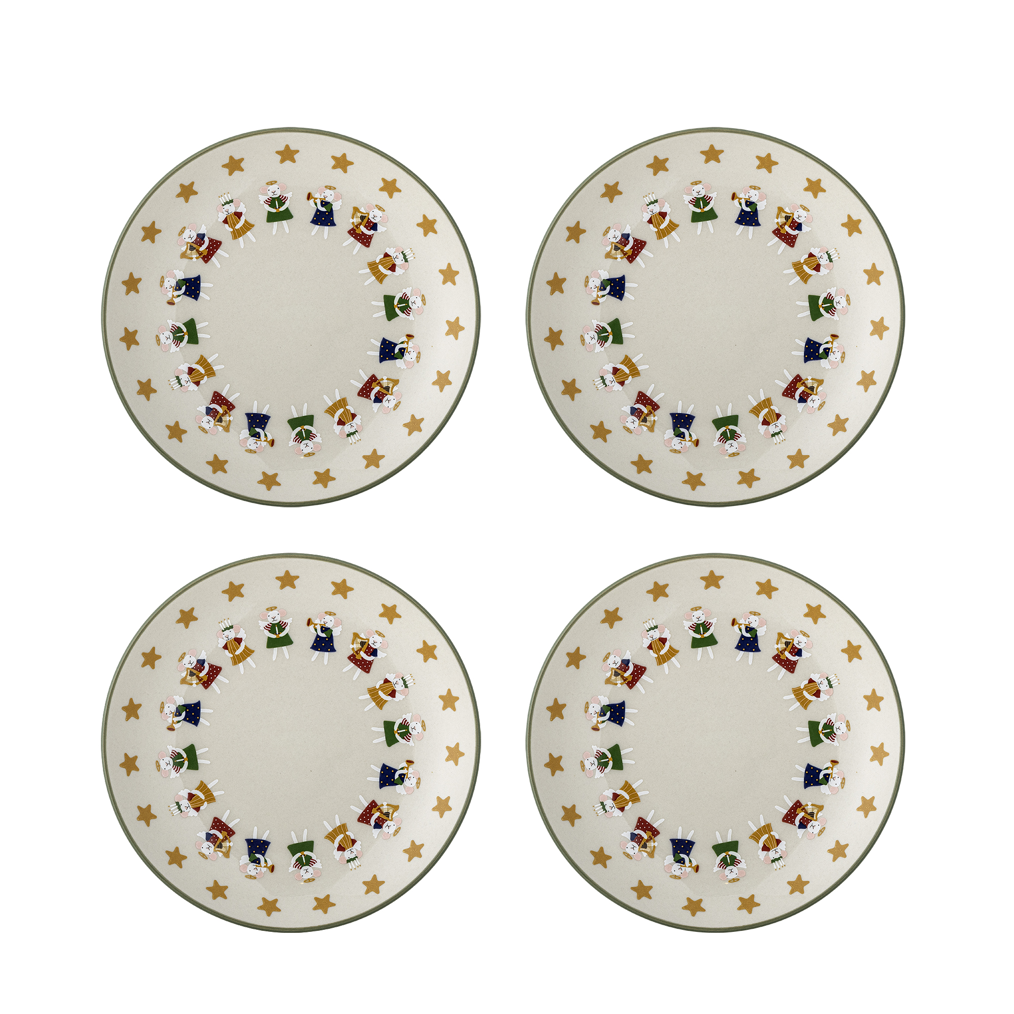 Bloomingville - Peo Tallerken, Natur, Stentøj, D16xH3 cm, Set of 4