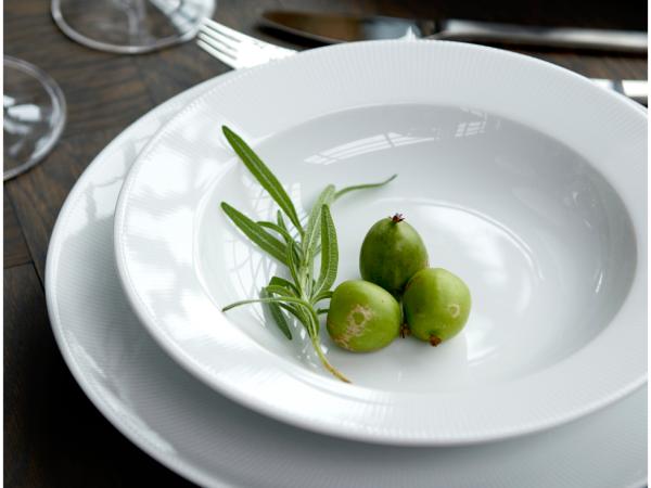 Pillivuyt Eventail Tallerken dyb med fane Dia 22 cm Hvid