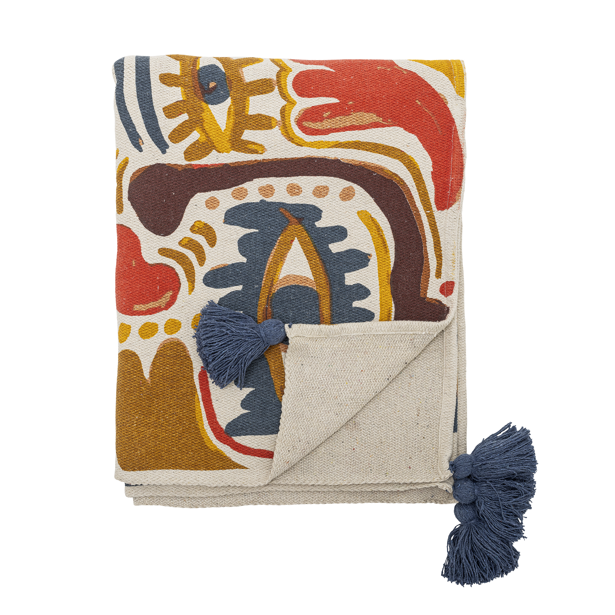 Bloomingville - Horus Plaid, Multifarvet, Genanvendt Bomuld, L160xW130 cm