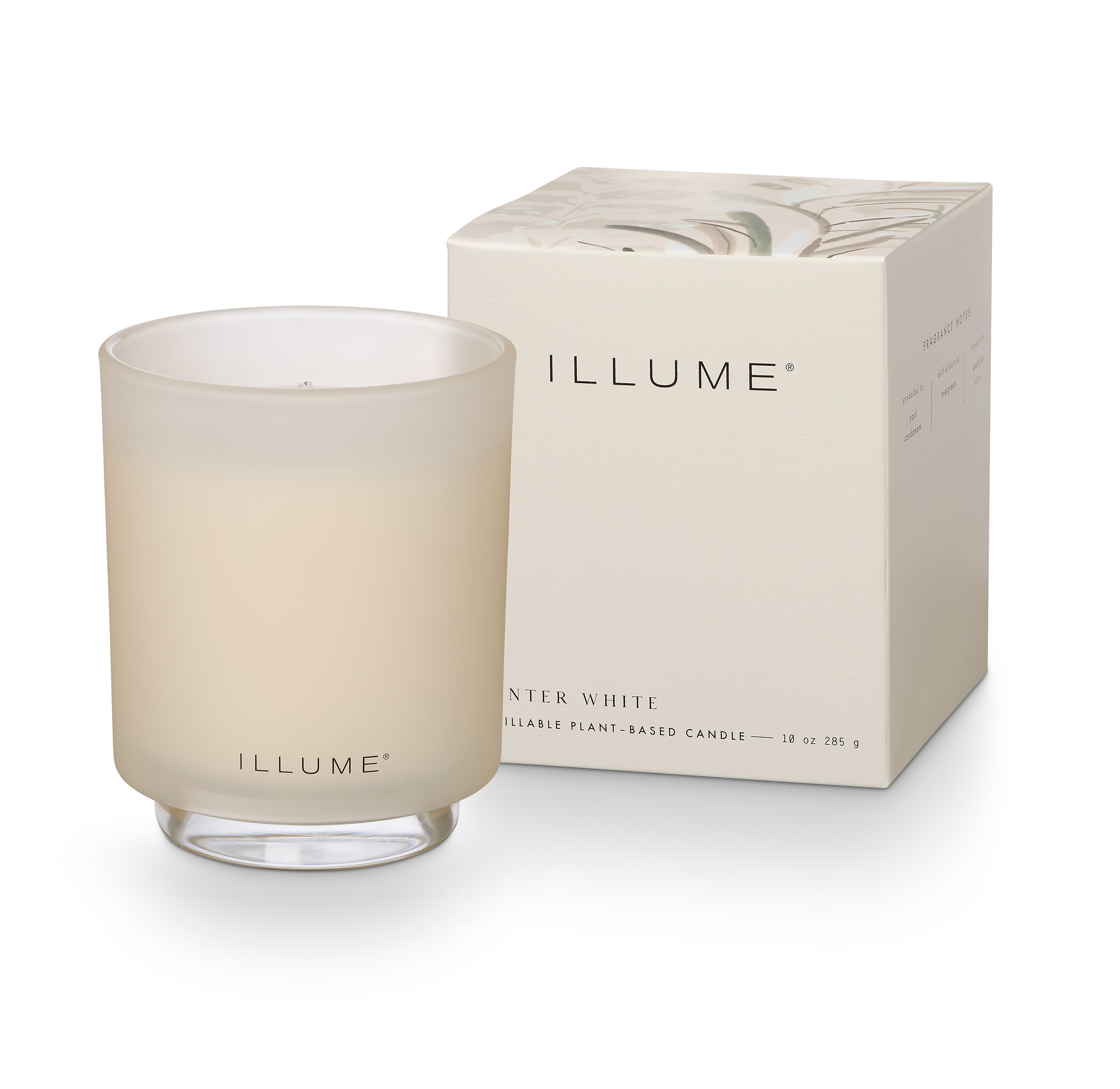 Bloomingville - Winter White Box Glass Candle, Hvid,, 285 G. - 50 Hours - D9xH10,7 cm billede