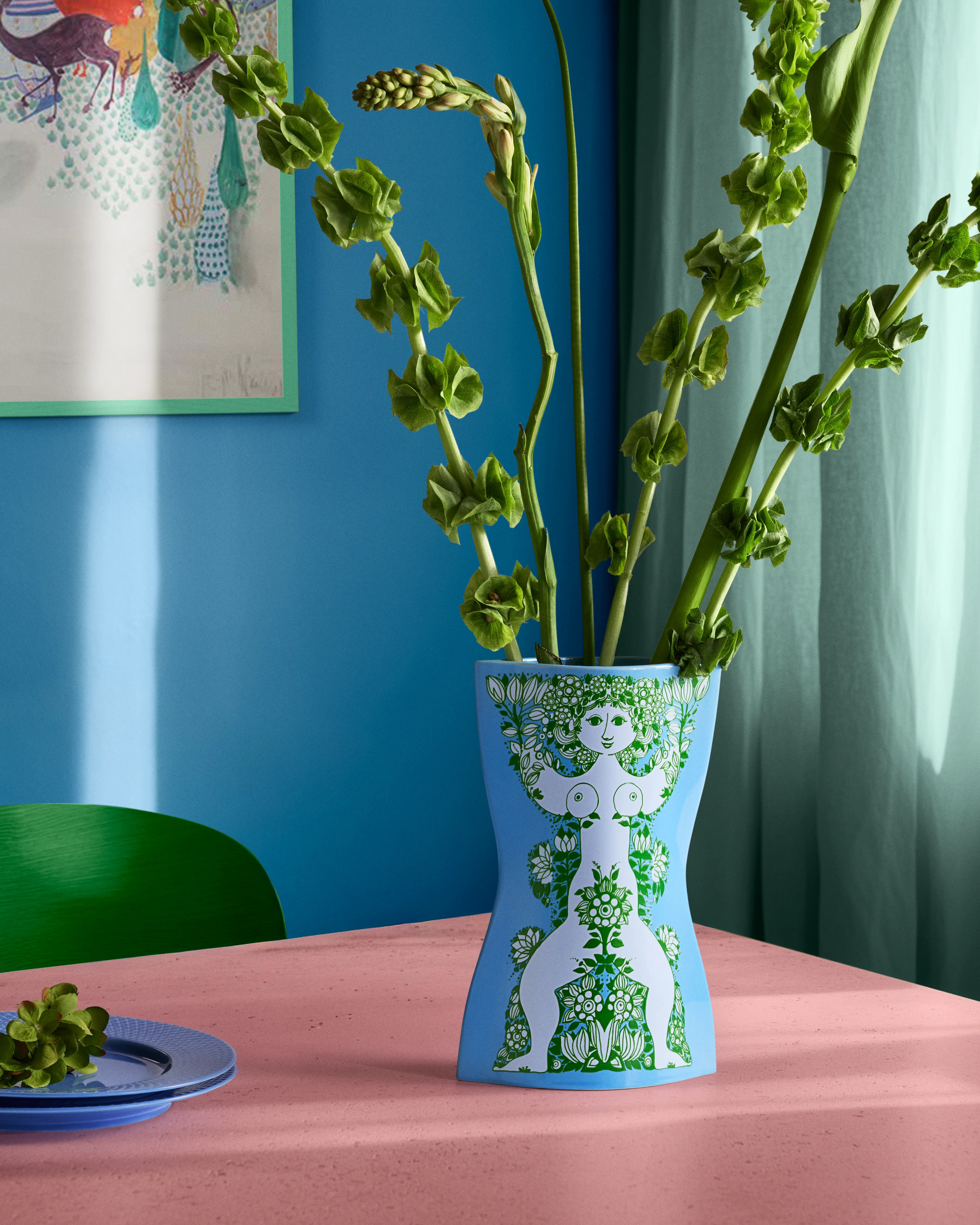 Wiinblad Nina Vase H28.5 cm lys blå/grøn
