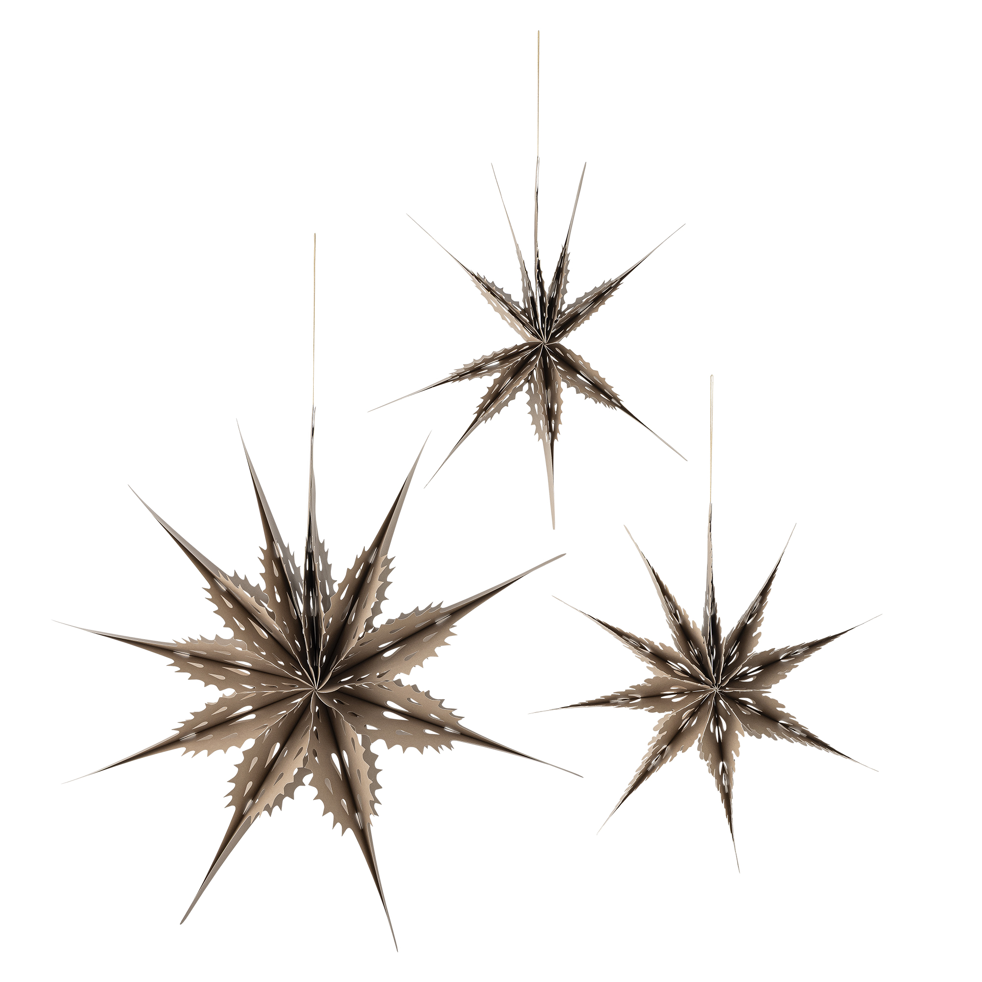 Bloomingville - Ilo Stjerne, Brun, FSC®Mix, Paper, D45xH16/D45xH13/D66xH20 cm, Set of 3
