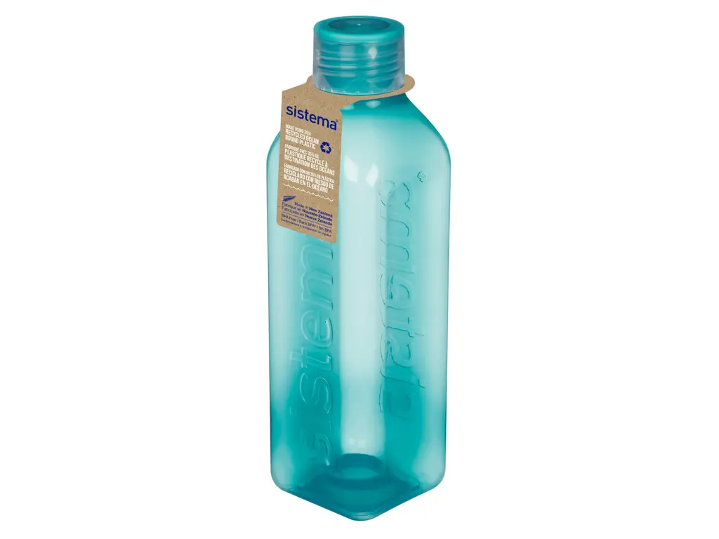 Sistema Square Bottle 1 Liter Ocean Bound - Teal Stone - Drikkeflaske