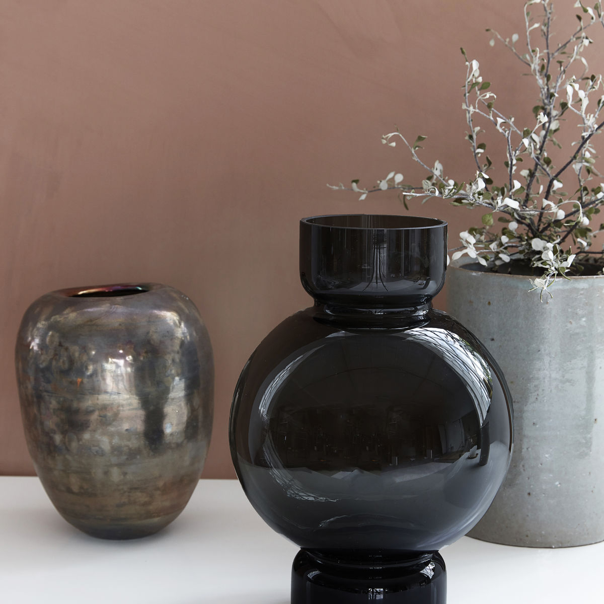 Bubble Vase, H 25 x 17,5 cm, grå