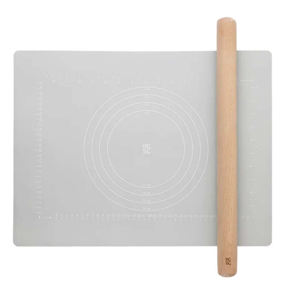 BAKE-IT kagerulle og bagemåtte light grey BAKE-IT kagerulle og bagemåtte light grey