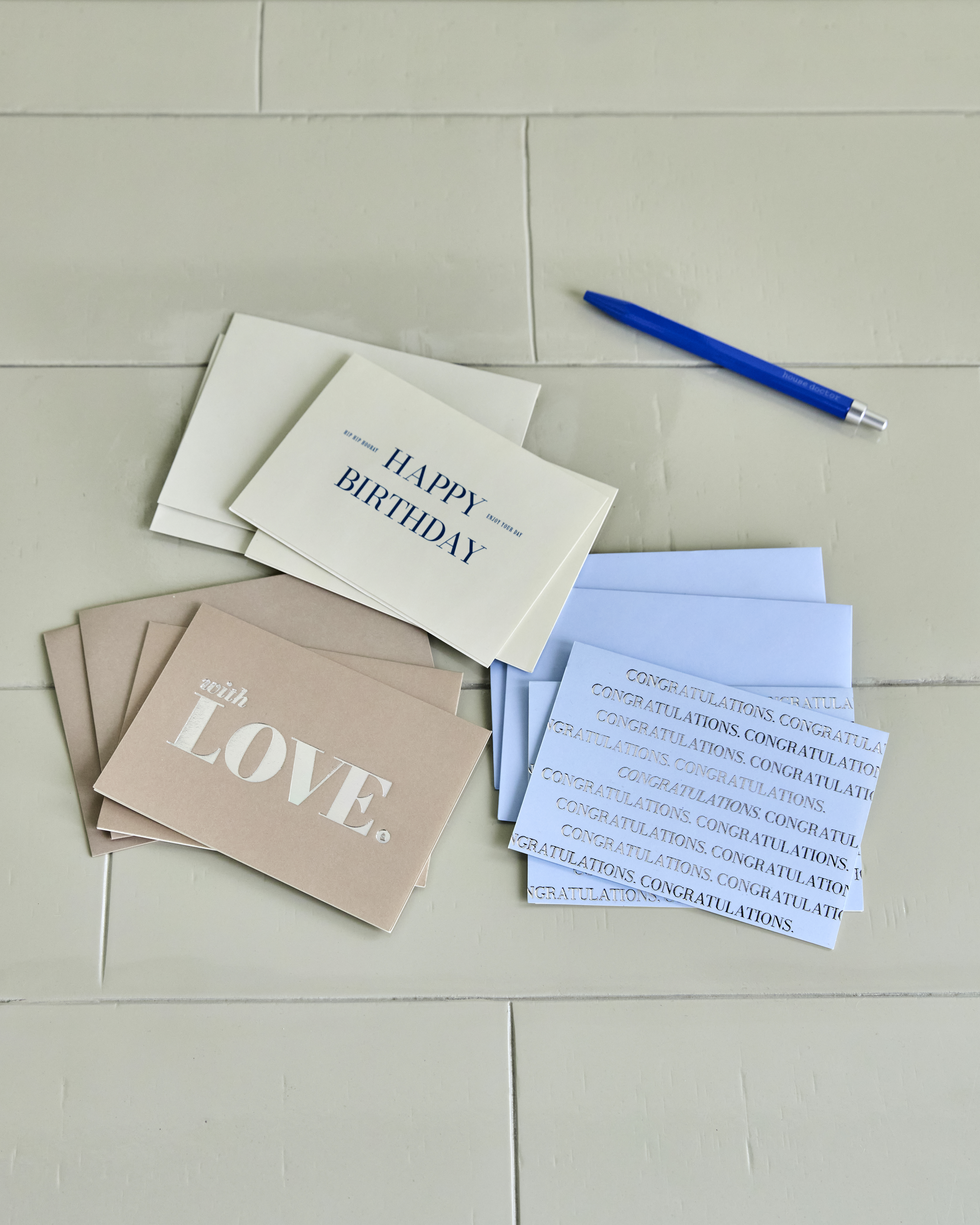 Lykønskningskort, Greeting, Brun, Lyseblå, Råhvid