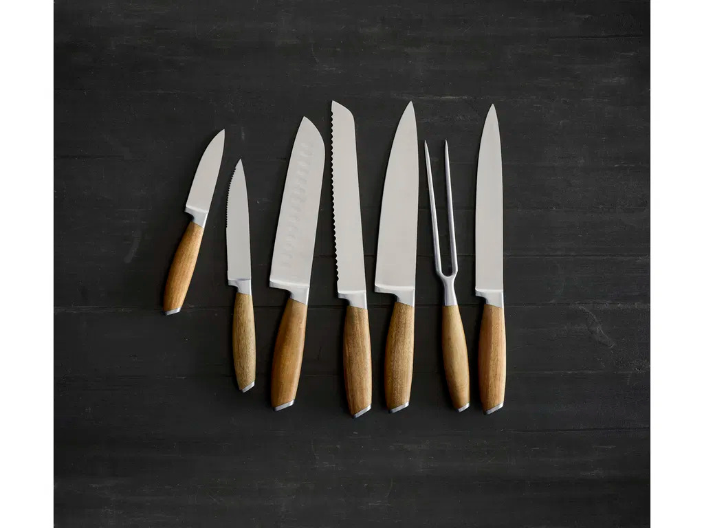 Knivsæt 7 dele Rustfrit stål/Akacie