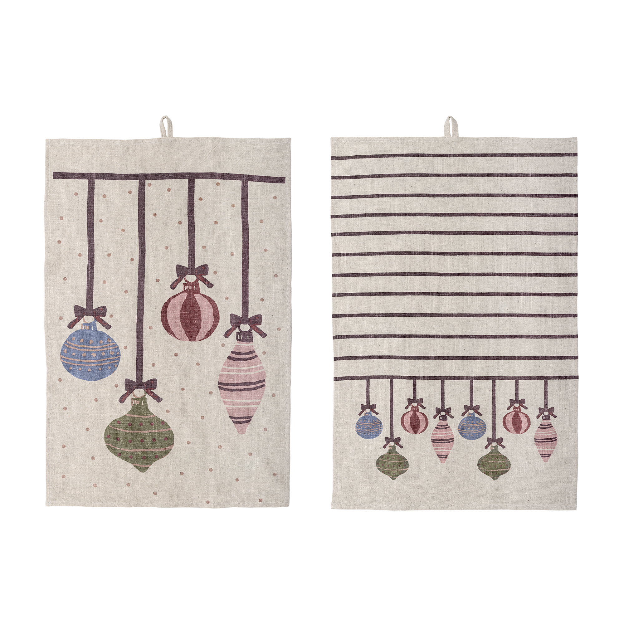 Bloomingville - Ornamentia Viskestykke, Rød, Bomuld OEKO-TEX®, L71xW45 cm, Set of 2