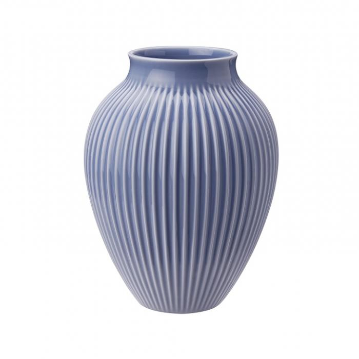 Knabstrup, vase, riller lavendelblå, 20 cm