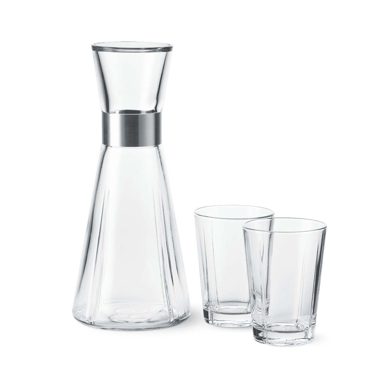 Vandkaraffel og vandglas, 2 stk