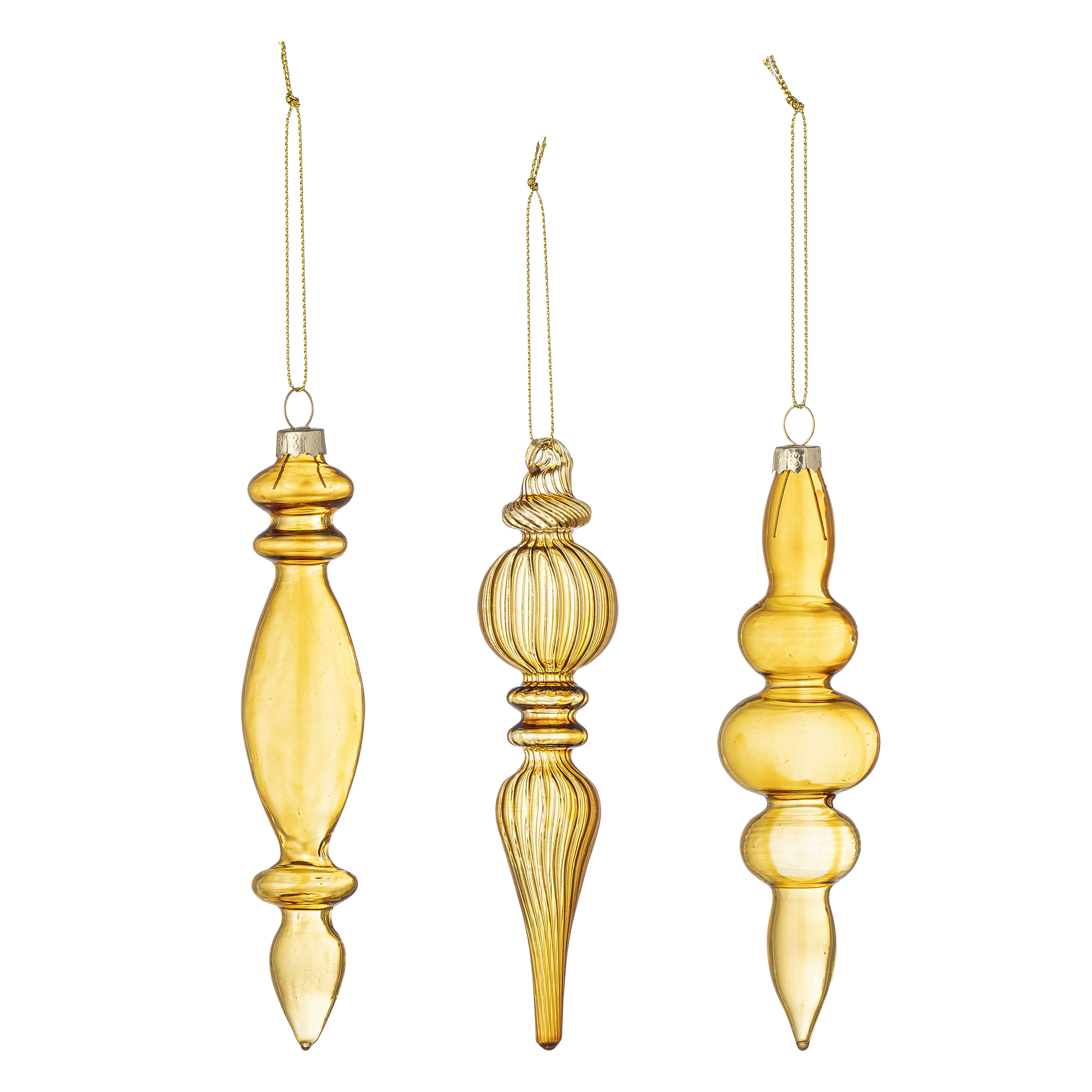Bloomingville - Auralia Ornament, Guld, Glas, D4xH15/D3xH15,5/D3,5x16 cm, Set of 3