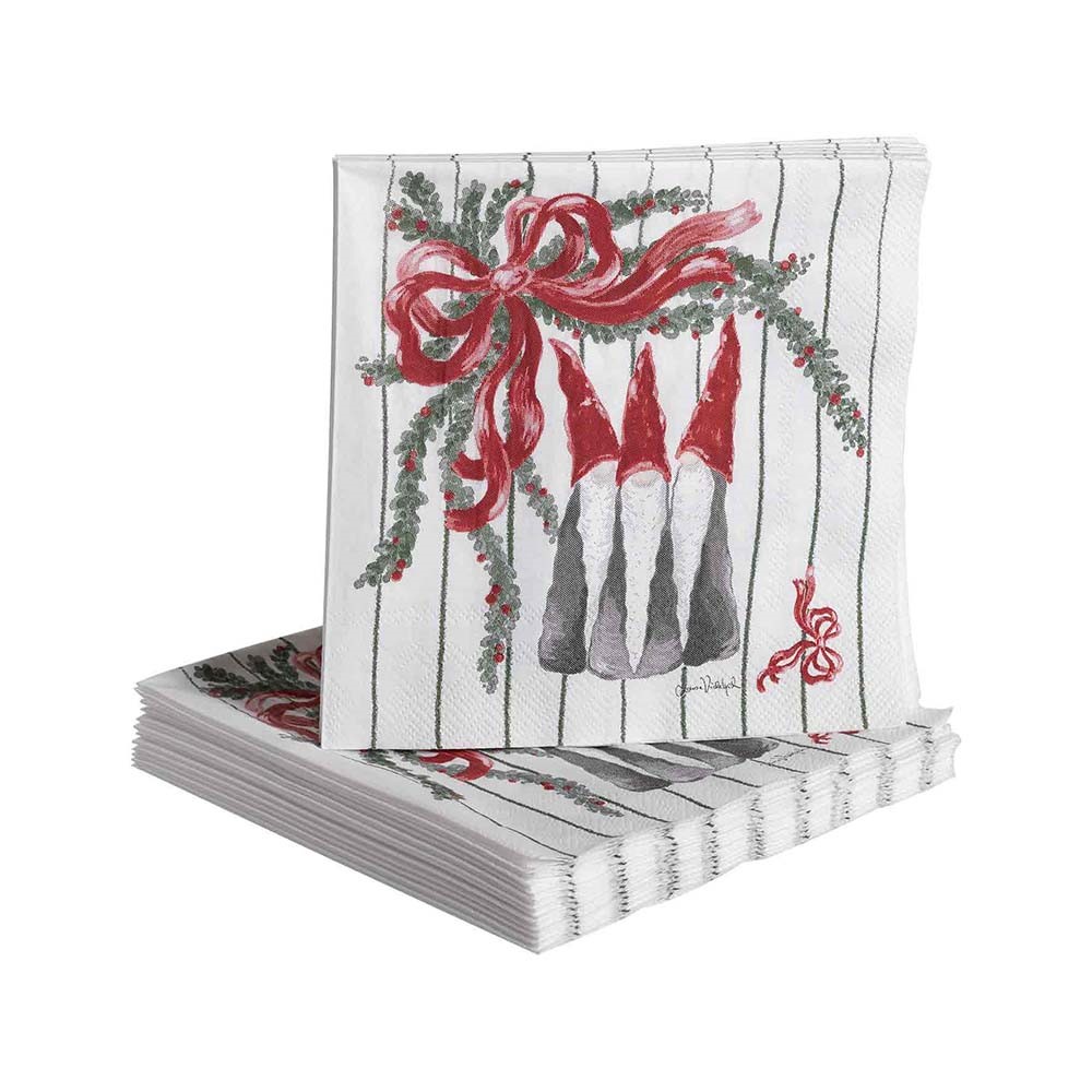 Nääsgränsgården - Paper napkins Tall Santa, stripe 33x33cm