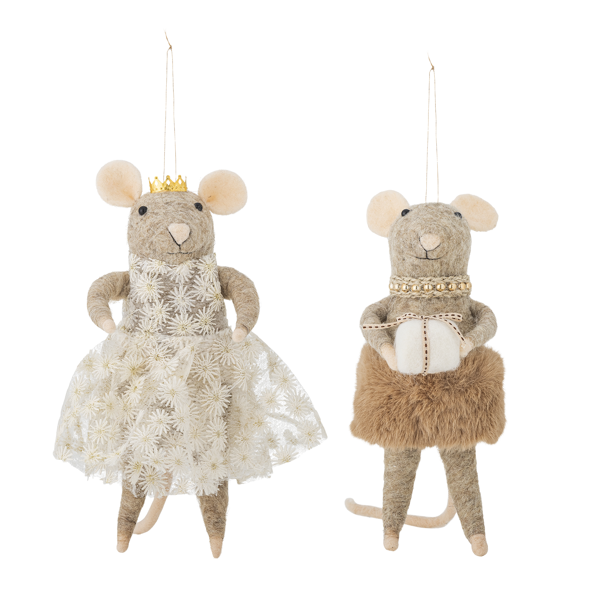 Bloomingville - Peo Ornament, Brun, Uld, L13xH23xW9 cm, Set of 2 billede