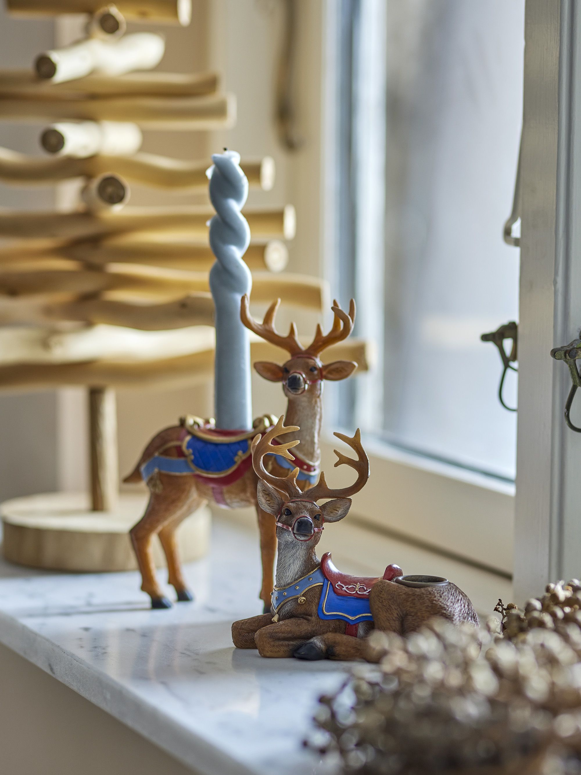 Glory Lysestage, Brun, Polyresin, H13,5xW14/H19xW18 cm, Set of 2