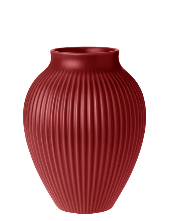 Knabstrup vase H 20 cm ripple kirsebærrød