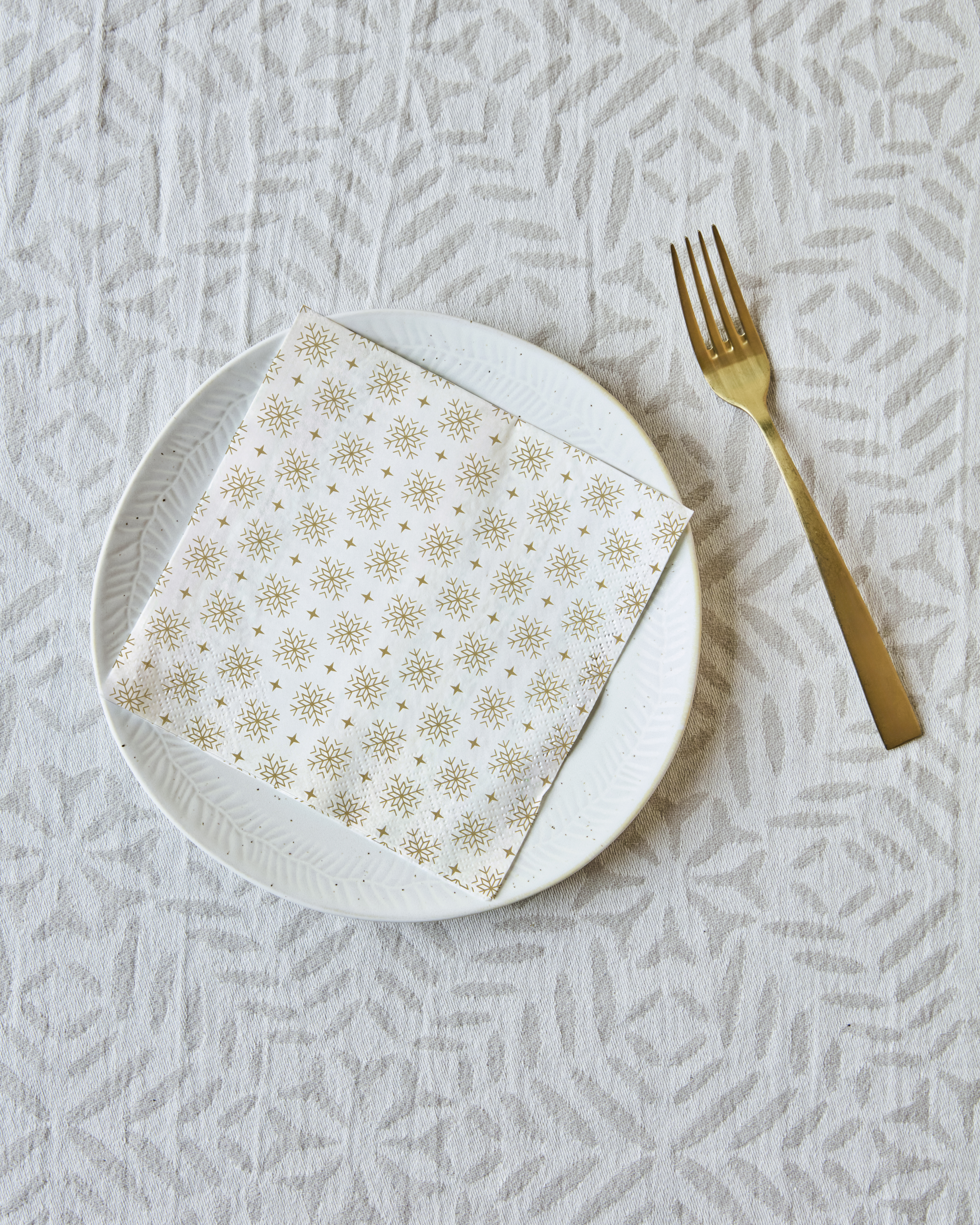 Servietter, Snowflakes, Hvid, Guld