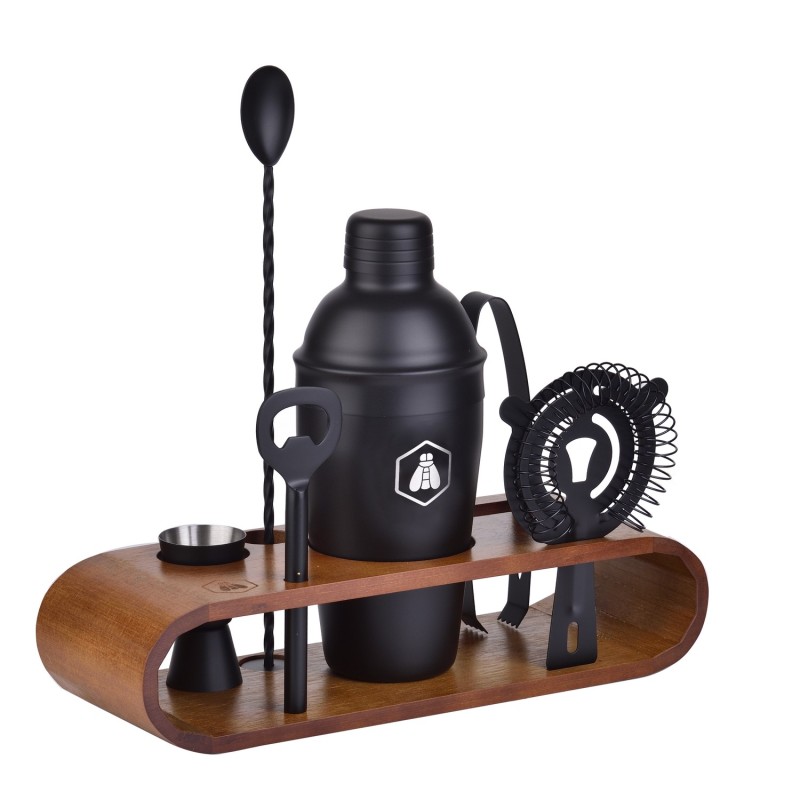 Laguiole - Cocktail Sæt 7 dele med holder i træ