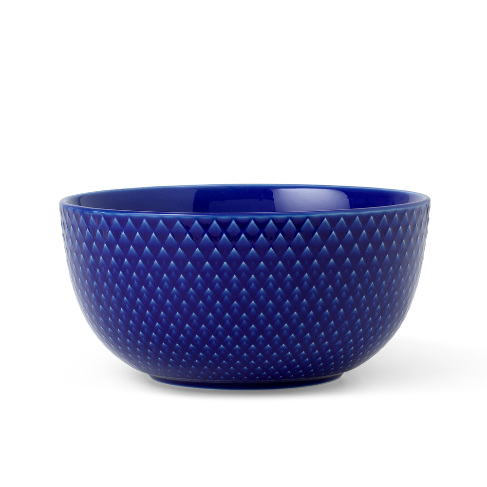 Lyngby Porcelæn - Rhombe Skål, 13 cm, mørk blå billede