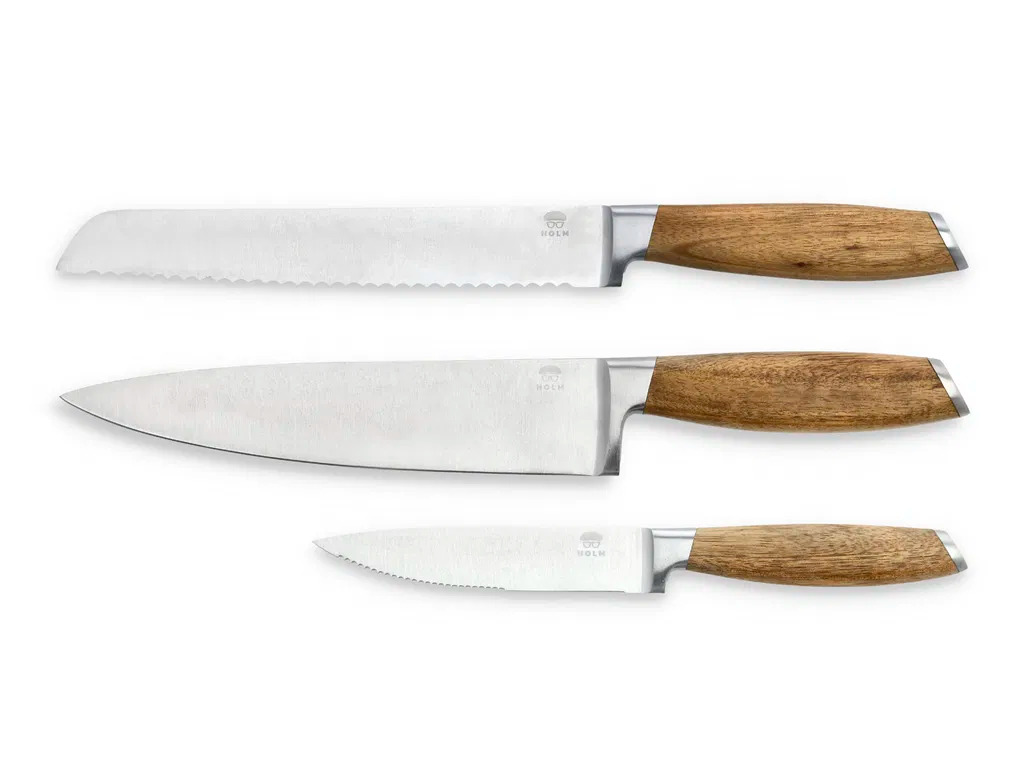 Claus Holm - Knivsæt 3 dele Rustfrit stål/Akacie