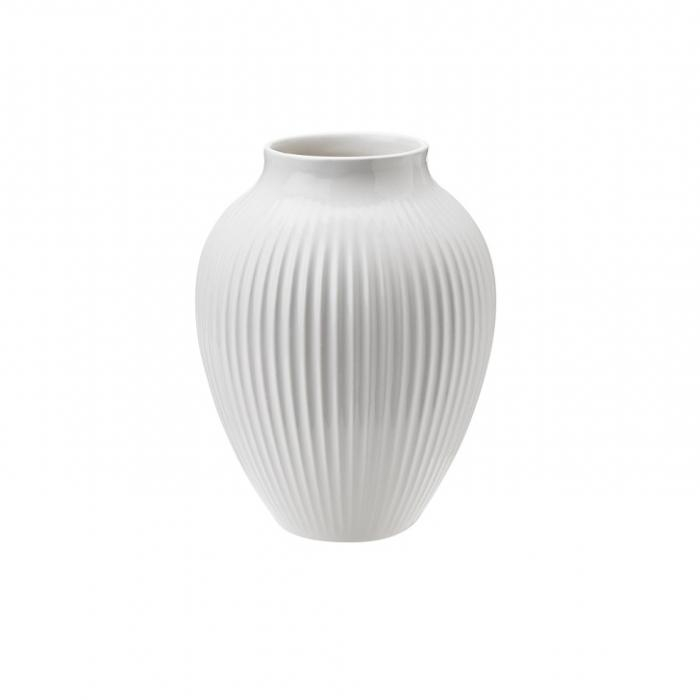 Knabstrup, vase, riller hvid, 12,5 cm
