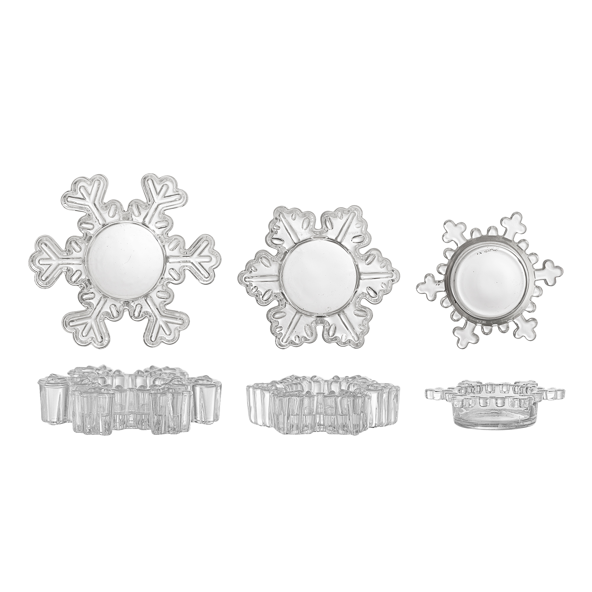 Bloomingville - Dania Fyrfadsstage, Klar, Glas, D8xH2/D8,5xH2,5/D10xH2,5 cm, Set of 3