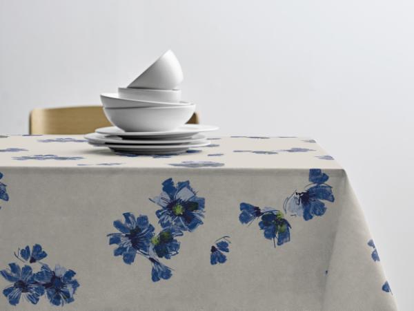 SĂdahl - Flora Akryldug M. Antislip 140 Cm Blue - I Metermål