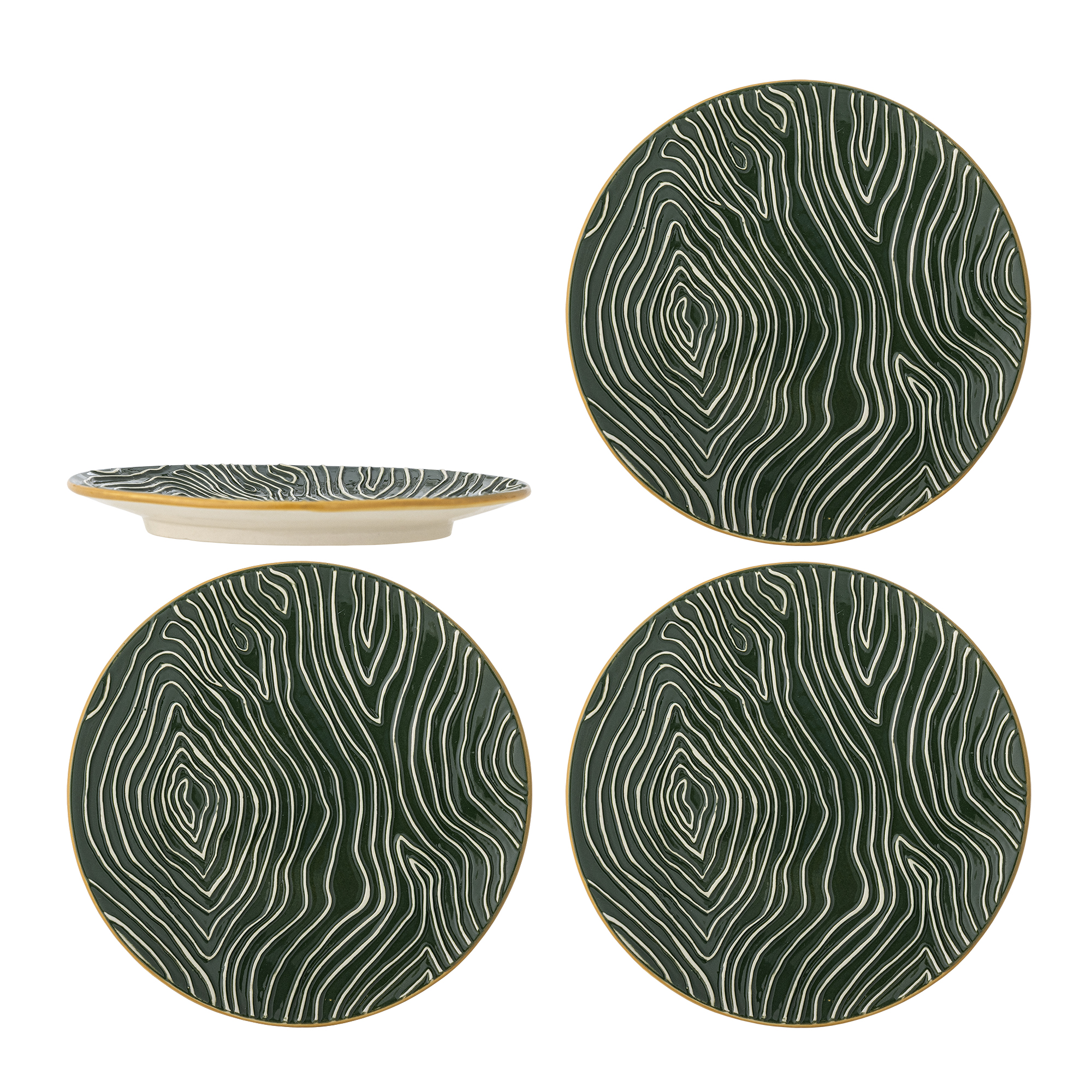 Bloomingville - Woodsby Tallerken, Multifarvet, Stentøj, D16xH1,5 cm, Set of 4