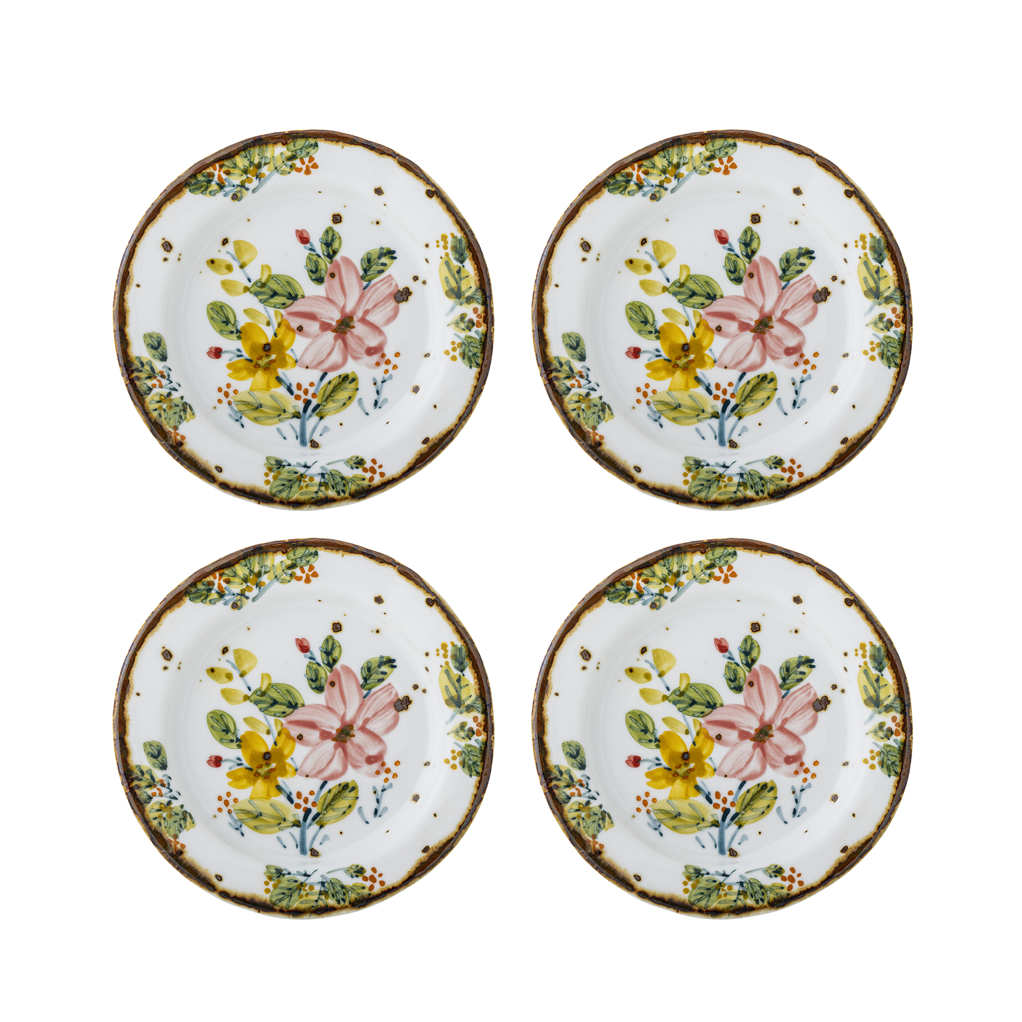 Bloomingville - Savina Tallerken, Multifarvet, Stentøj, D15xH1,5 cm, Set of 4
