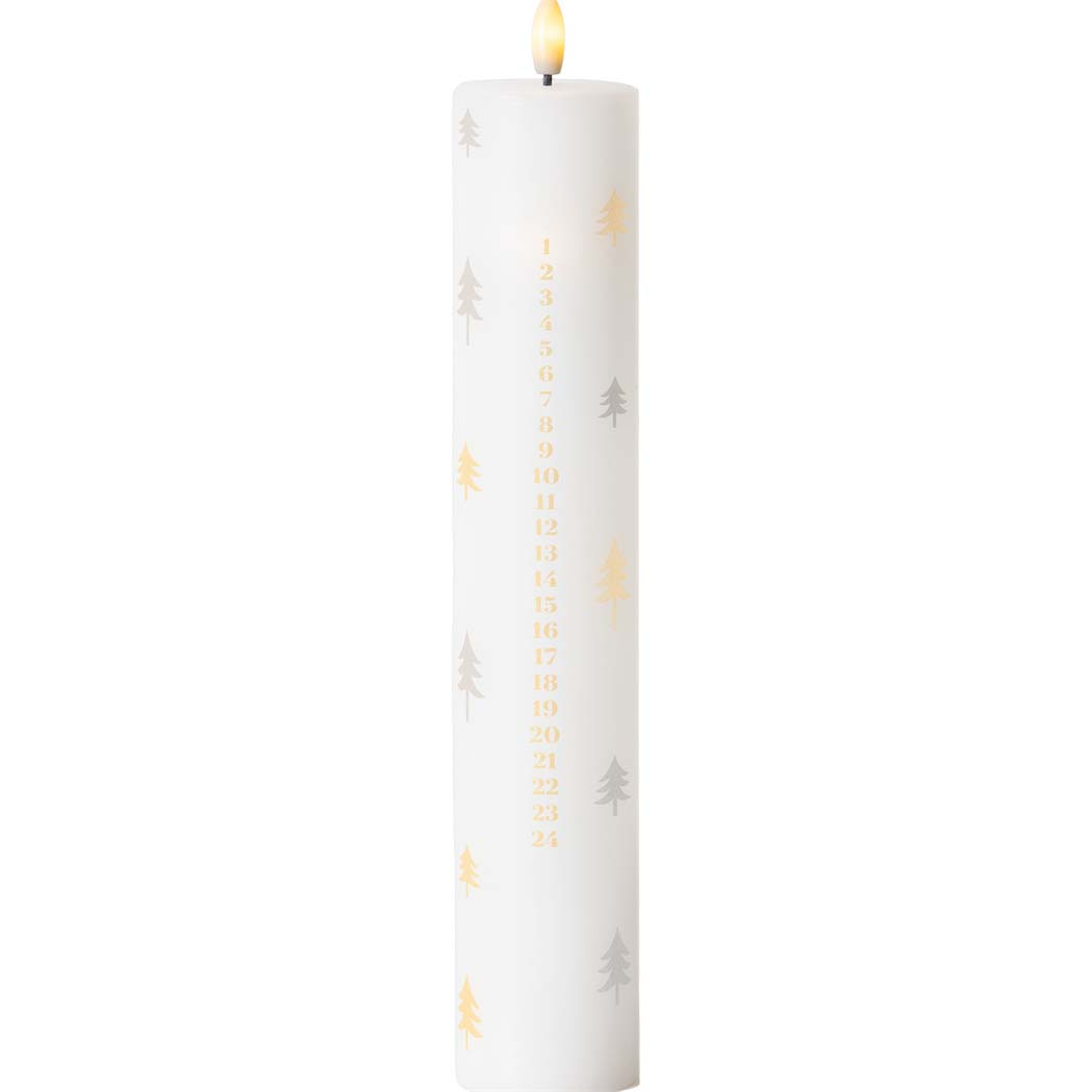 Sille Kalenderlys Ø5xH29cm Hvid/Guld/Sølv Sille Kalenderlys Ø5xH29cm Hvid/Guld/Sølv