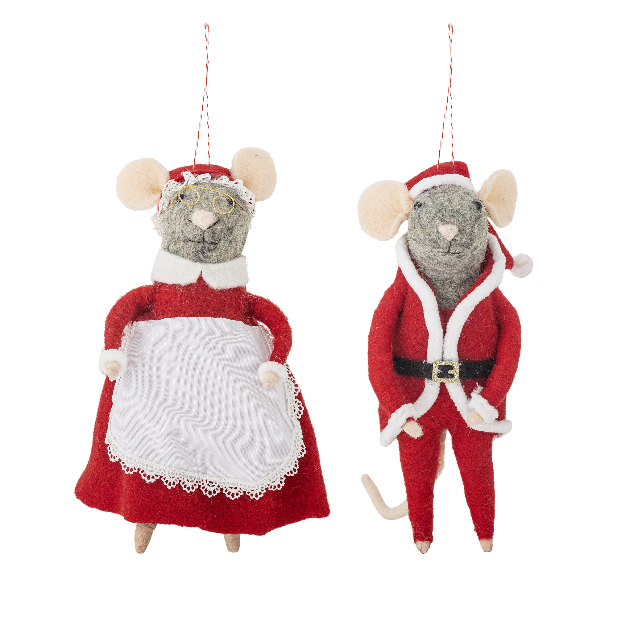 Bloomingville - Peo Ornament, Rød, Uld, L11xH23xW10 cm, Set of 2 billede