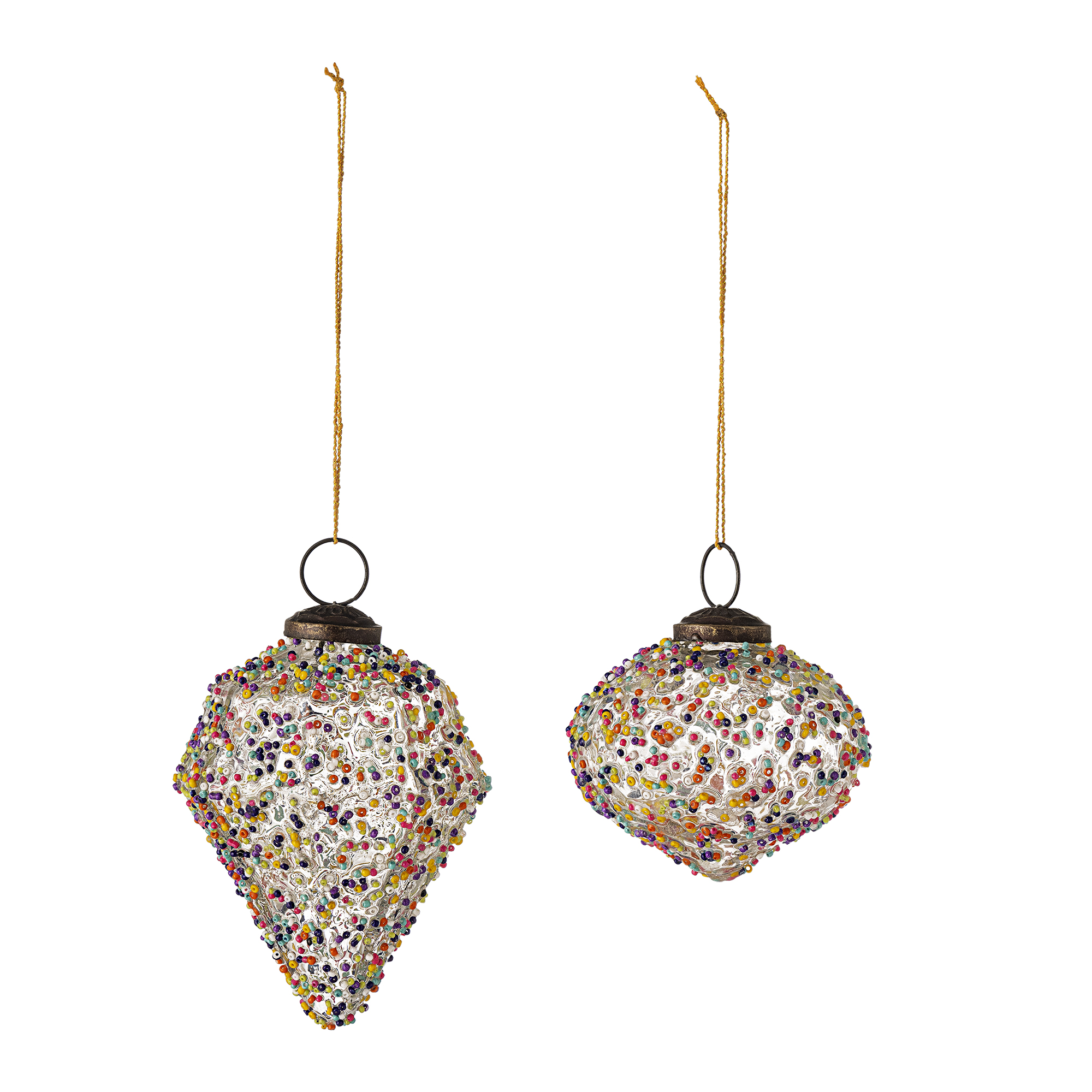 Bloomingville - Chanda Ornament, Multifarvet, Glas, D7,5xH7/D7,5xH11 cm, Set of 2