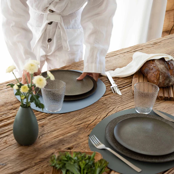 RAW - Buffalo recycled læderdækkeservietter Sky Blue 1 stk