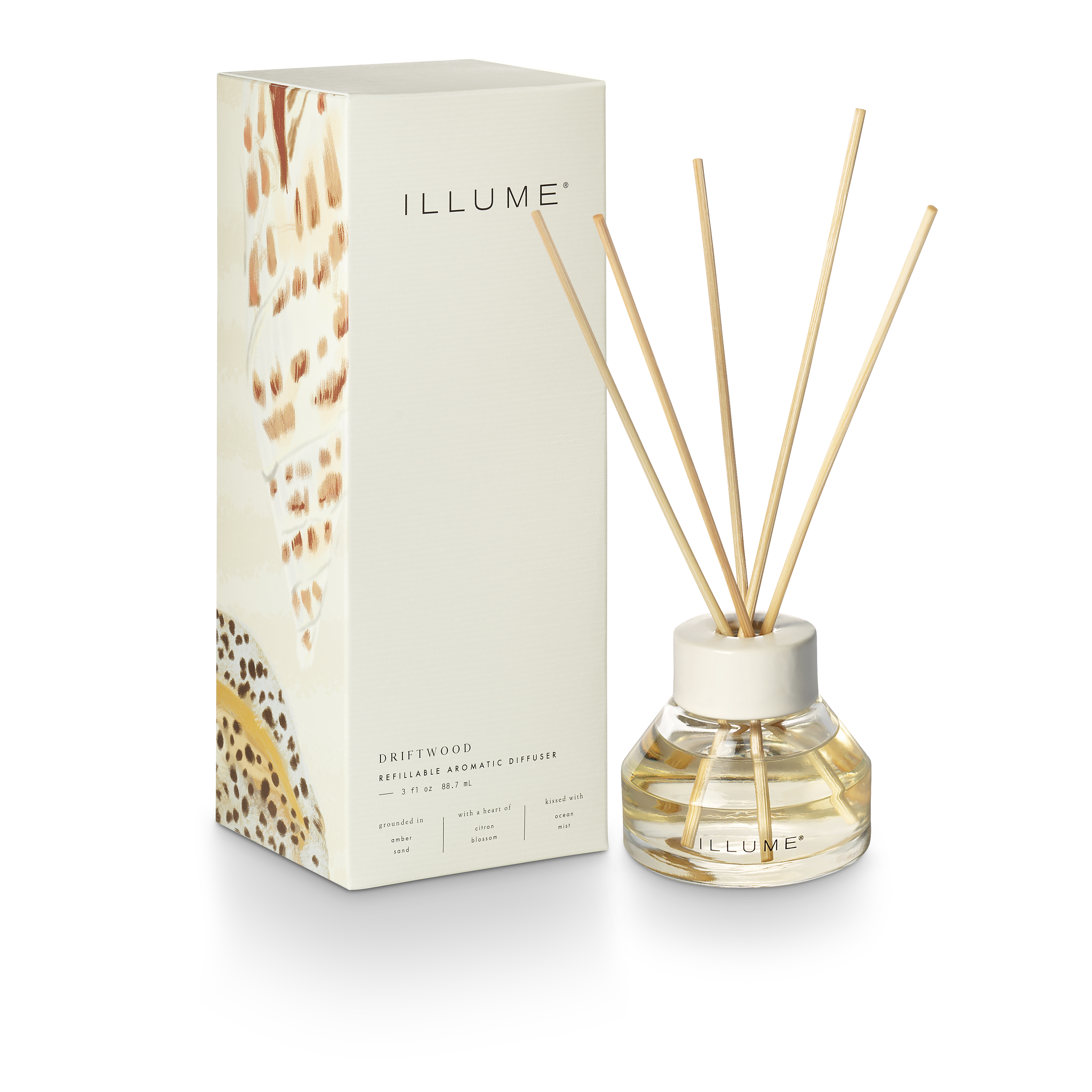 Bloomingville - Driftwood Duftpinde, Hvid,, 88,7 ML. - 9 Reeds - D8xH7 cm billede