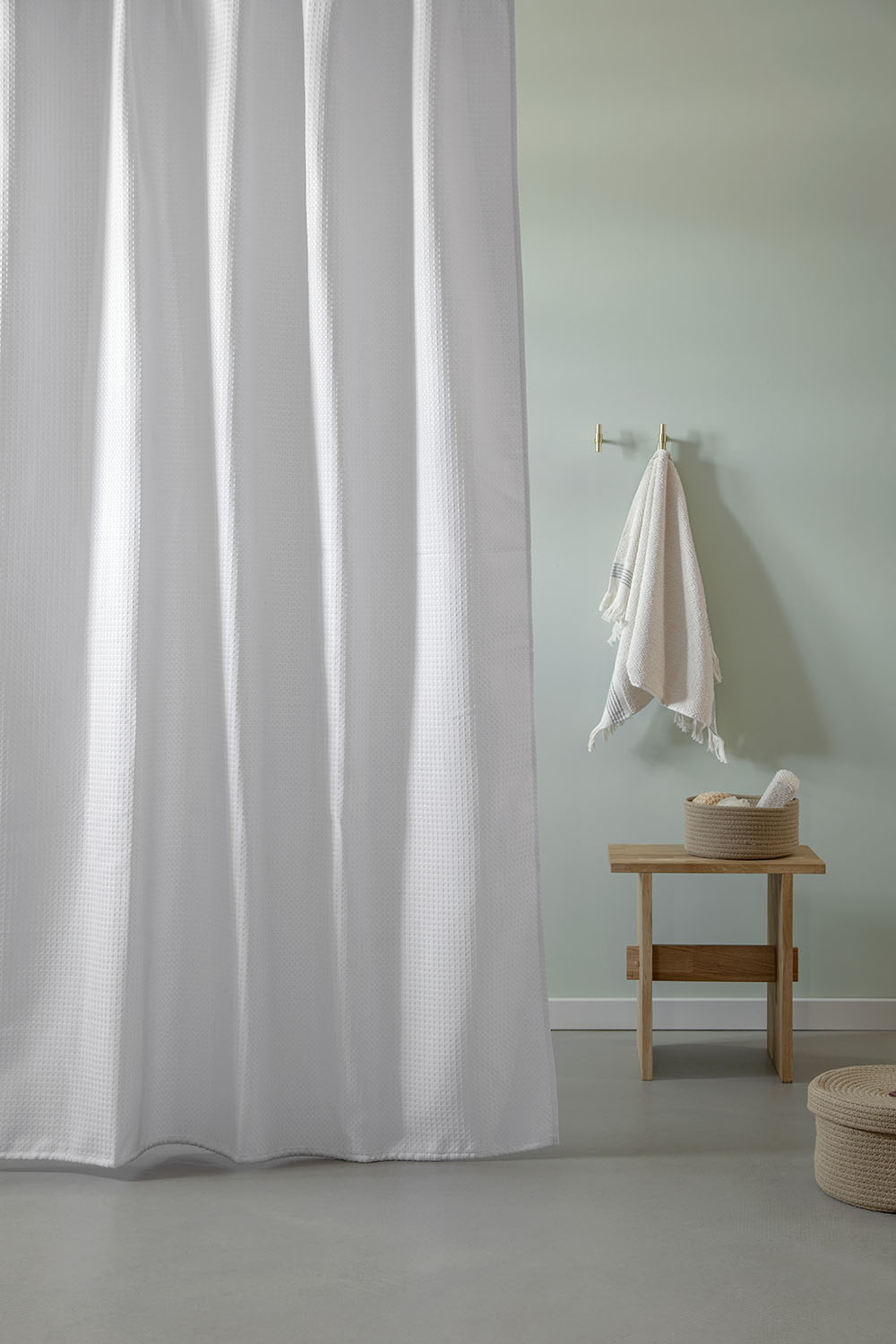 MOUD Home - WAFFLE Badeforhæng i hvid - 180x200 cm