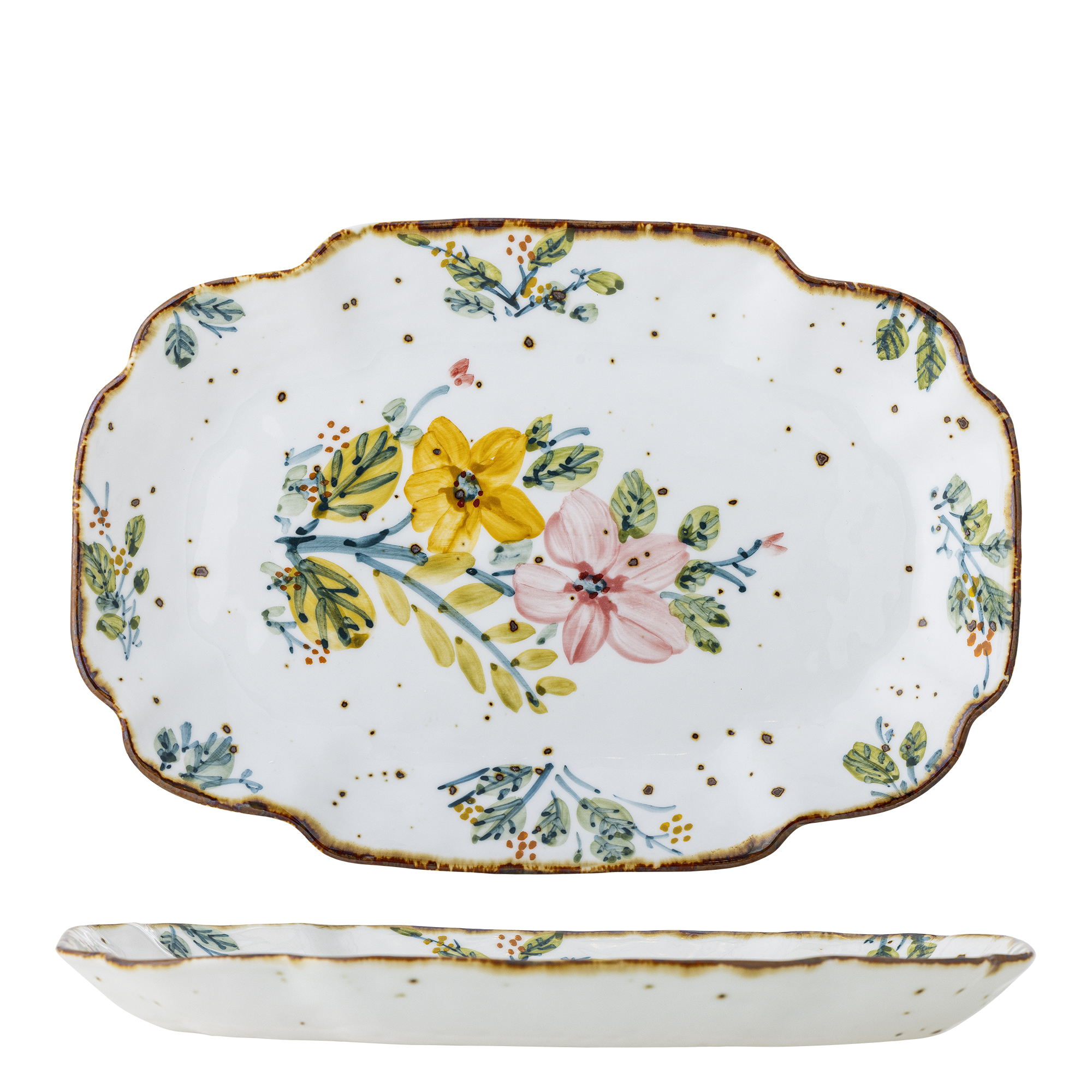 Bloomingville - Savina Serveringsfad, Multifarvet, Stentøj, L31xH3xW21 cm