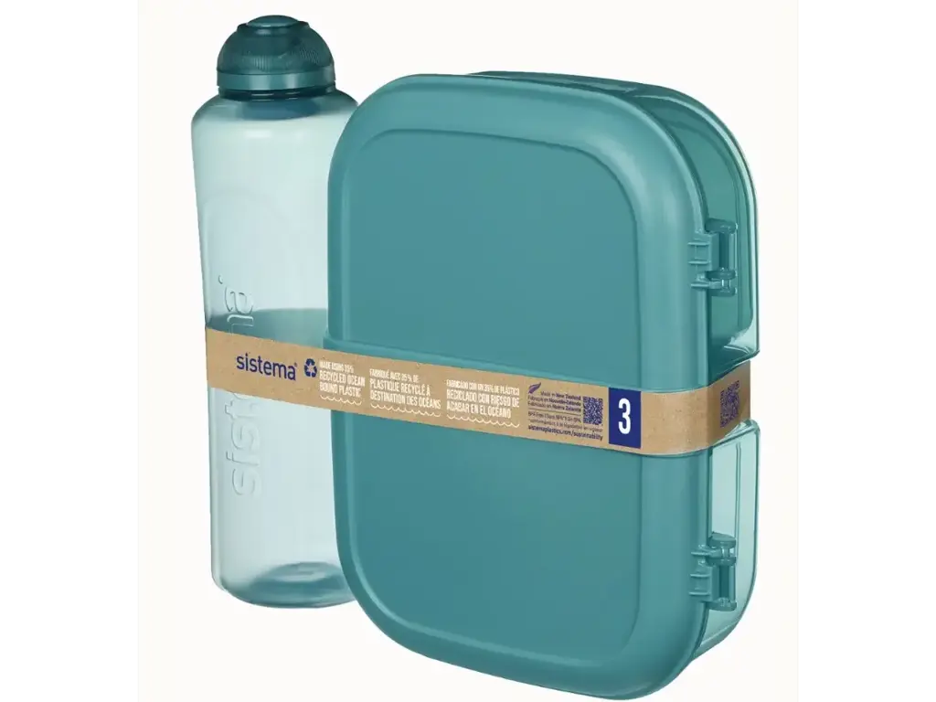 Sistema - 1.1L Ribbon With 480ml Bottle Ocean Bound, Grøn