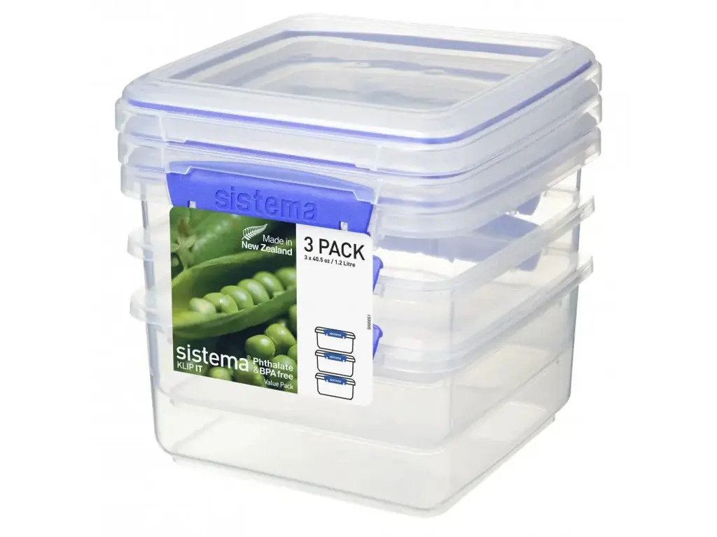 Sistema - Klip It Pack Lunch Plus 3 pak - 1,2 liter madopbevaring