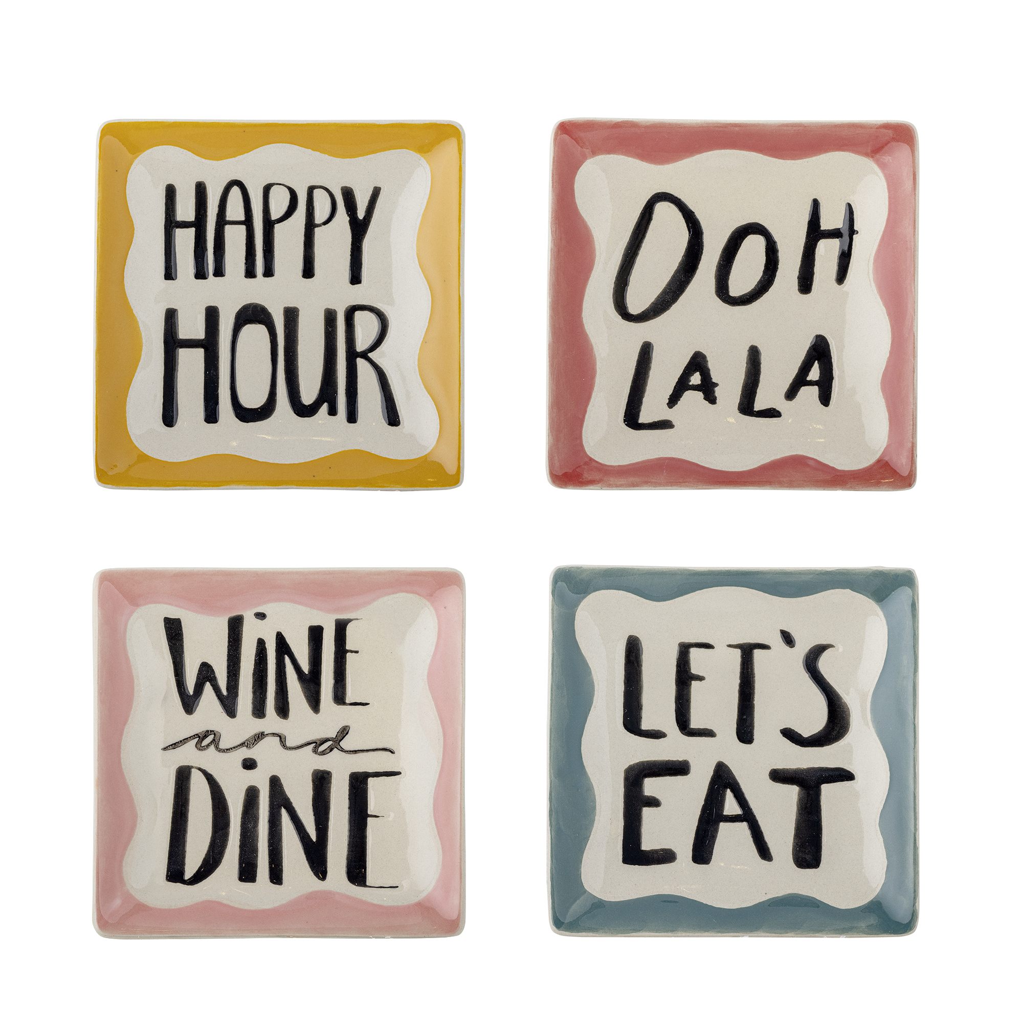 Bloomingville - Soline Tallerken, Multifarvet, Stentøj, L13xH2xW13 cm, Set of 4